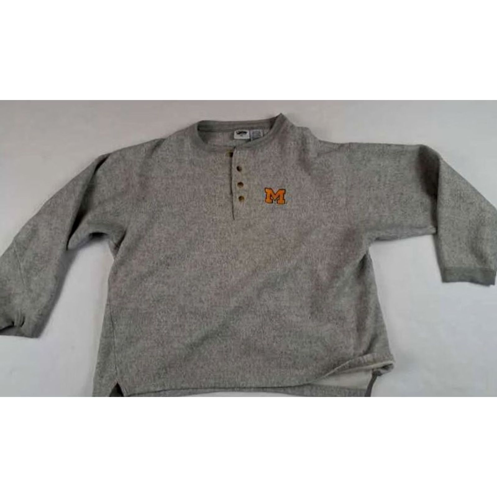 Vintage Pro Edge Sweatshirt, Michigan University, Gray, XL, Fleece, Pullover, 1/4 Button, Sweatshirt, Men, Block M Patch, All Seasons, Warm-Up, Good Condition Size US XL / EU 56 / 4 - 3 Thumbnail