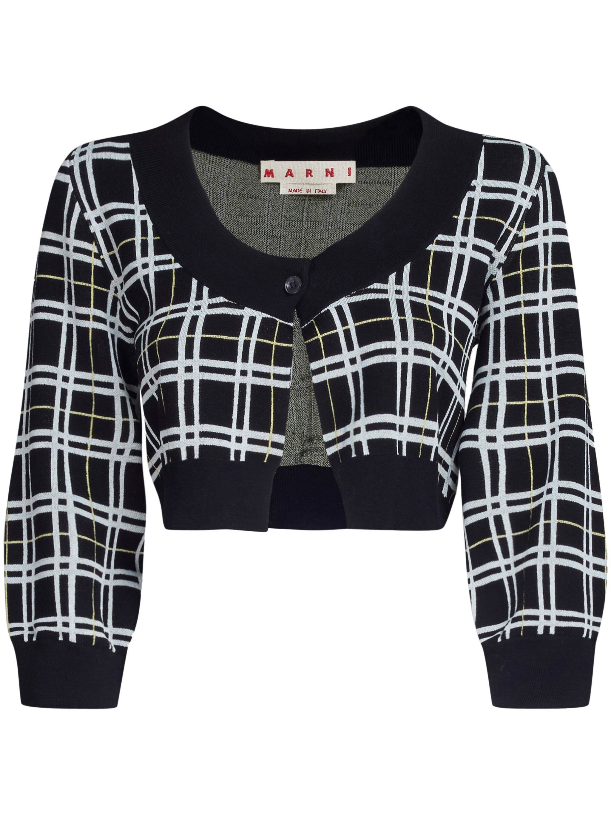 Marni o1w1db10125 Cardigan in Black & White Size M / US 6-8 / IT 42-44 - 1 Thumbnail