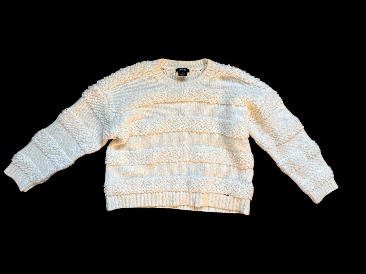 DKNY DKNY Textured Ivory Knit Sweater Size L / US 10 / IT 46 - 1 Thumbnail