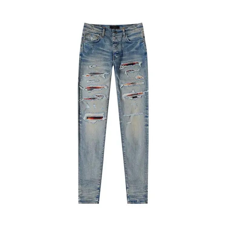Amiri o1w1db10525 Plaid Thrasher Jeans in Blue Size US 36 / EU 52 - 1 Thumbnail