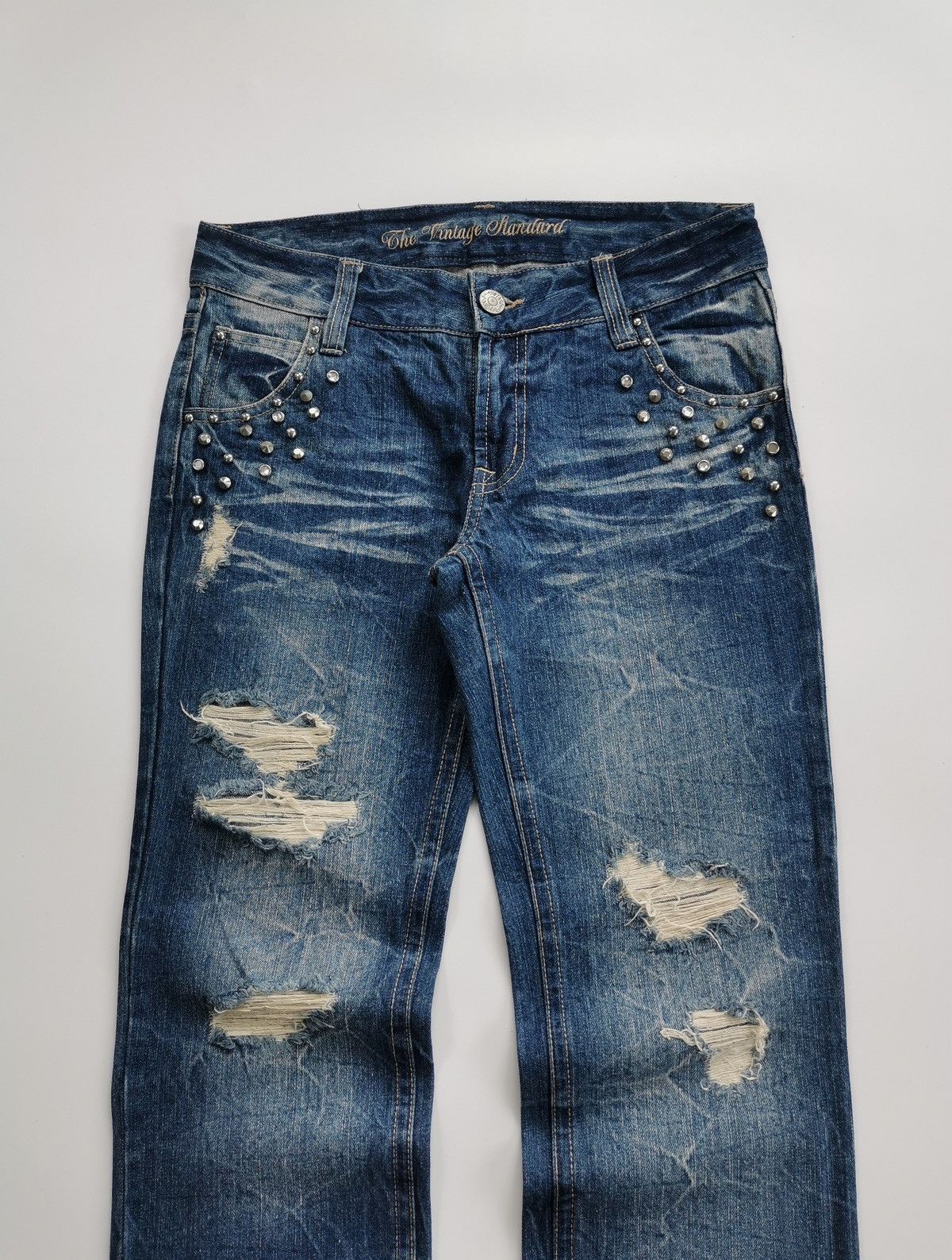 Japanese Brand The Vintage Standard Studded Distressed Jeans ERD Grunge Size US 32 / EU 48 - 1 Thumbnail