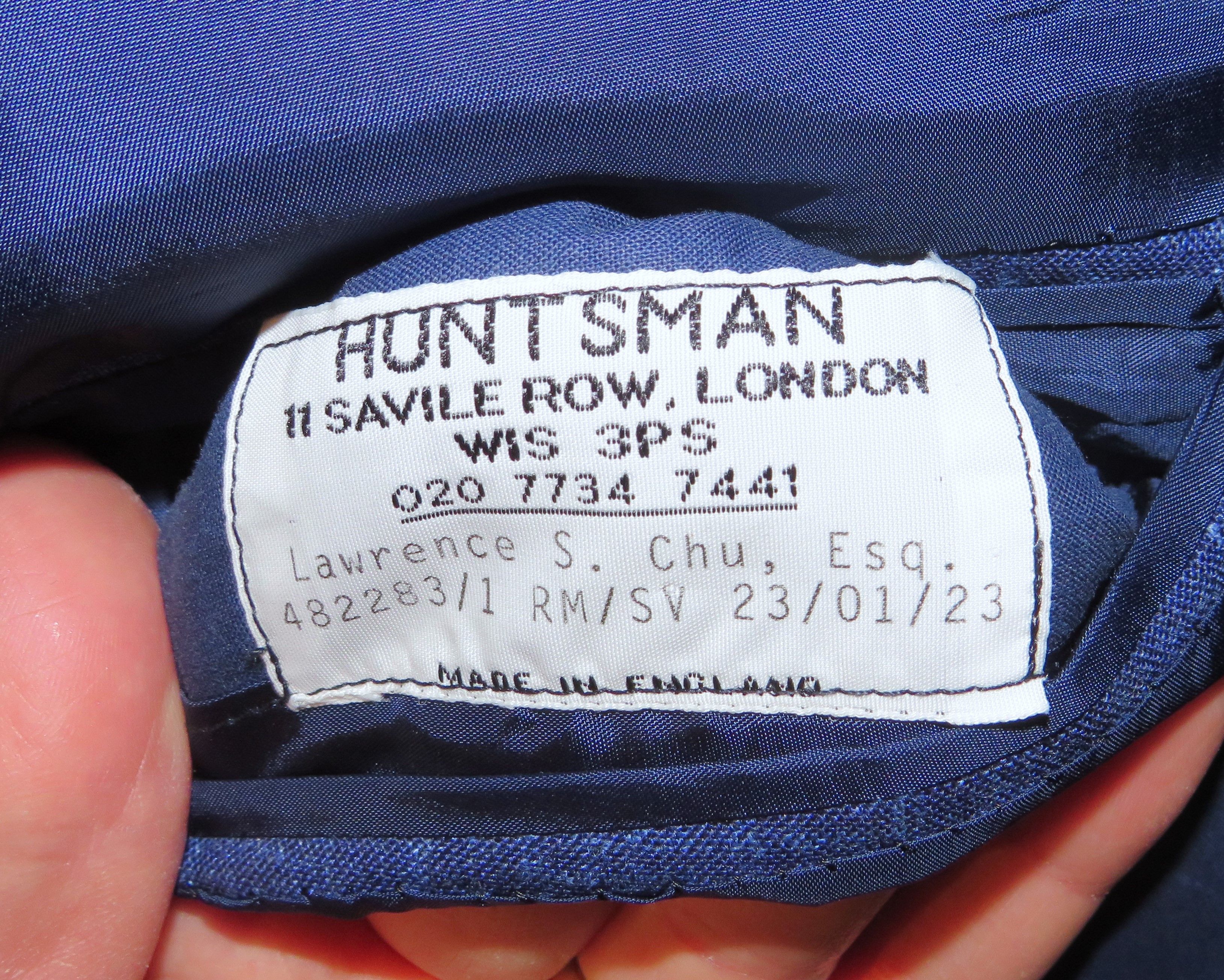 Huntsman Savile Row Bespoke Blue Melange One Button Sport Coat 36S Size 36S - 13 Thumbnail