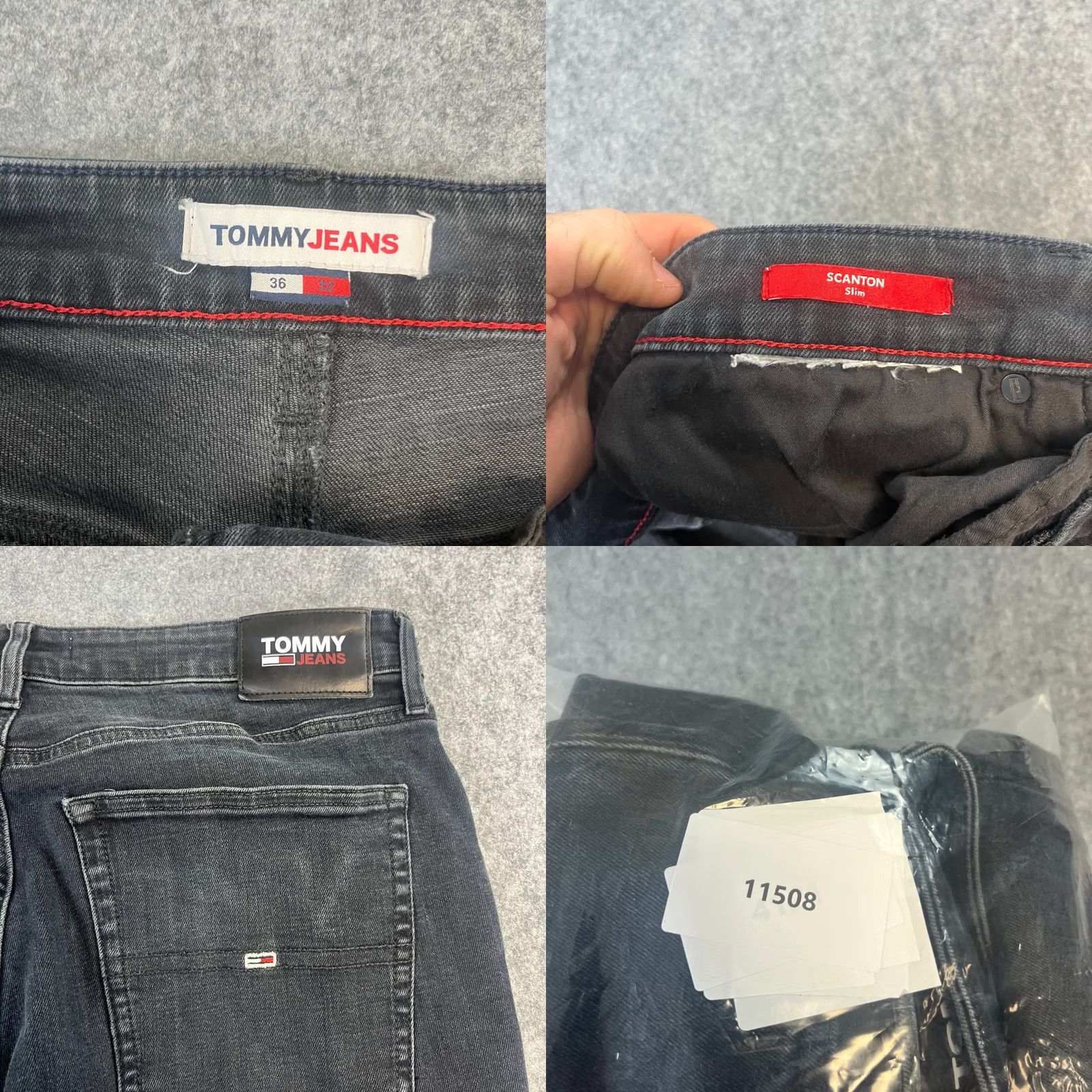 Tommy Hilfiger Tommy Hilfiger Slim Jeans Mens Dark Grey 36 32 Charcoal Wash Stretch Scanton Denim Cotton Elastane 5-Pocket Tapered Zip Fly Size US 36 / EU 52 - 8 Thumbnail