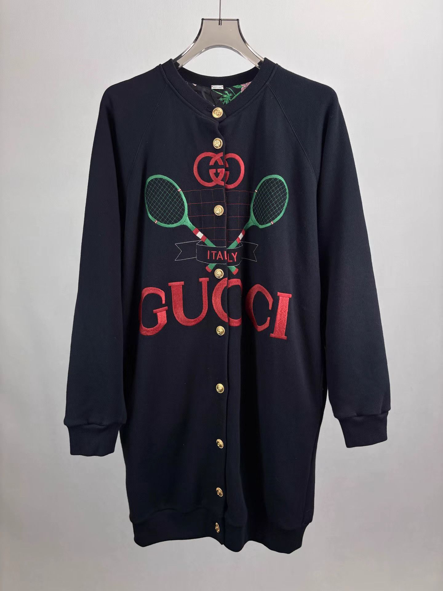 Gucci GUCCI Embroidered Tennis Gold Button Cardigan K1 Size S / US 4 / IT 40 - 1 Thumbnail