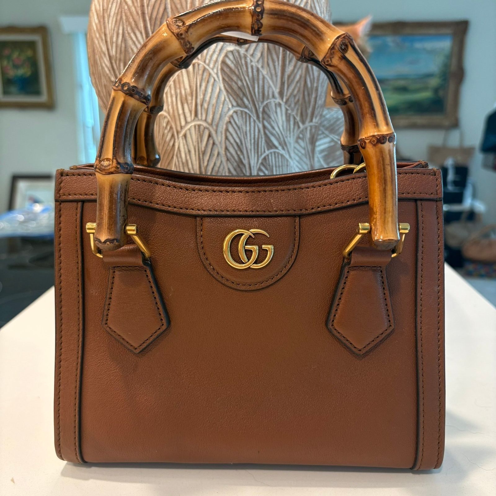 Gucci Gucci Diana Bamboo Handle Small Leather Crossbody Tote Brown Size ONE SIZE - 8 Thumbnail