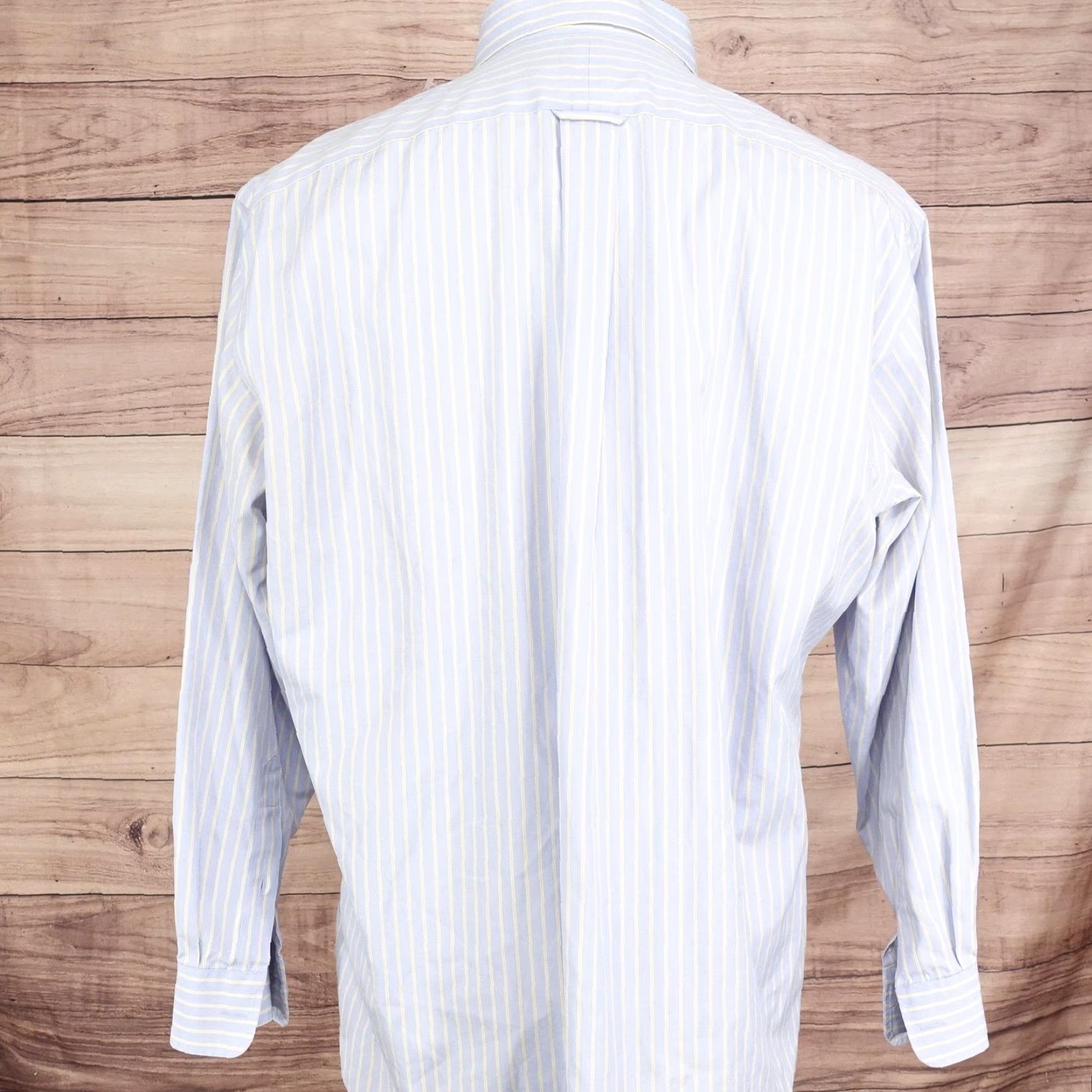 Vintage Kirkland Signature Non-Iron Dress Shirt Mens 17-33 Blue Striped Long Sleeve Button Down Size 46R - 4 Thumbnail