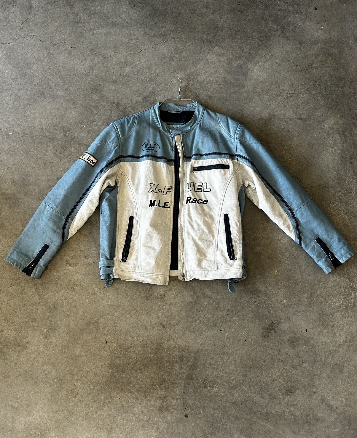 Vintage Vintage racing leather jacket Blue/white Size US XL / EU 56 / 4 - 1 Thumbnail