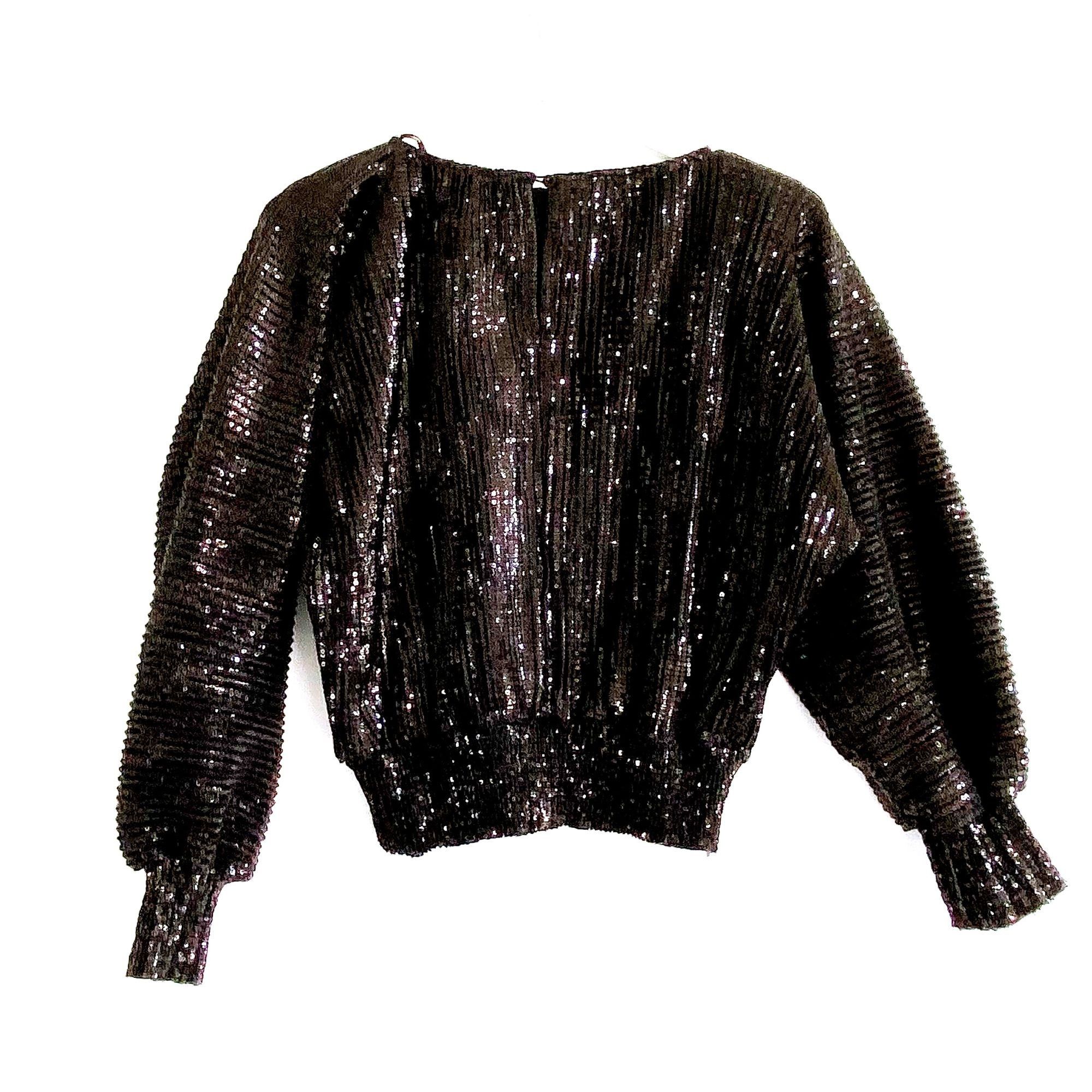 Rta RtA Pippa Black Sequin Long-Sleeve Top Size XXS, New with t Size XXS / US 00 / IT 34 - 2 Thumbnail