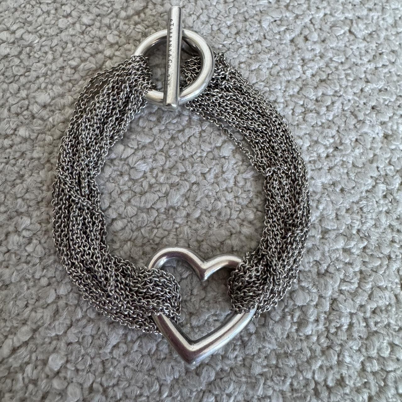 Tiffany & Co. Tiffany & Co Silver Multi Strand Mesh Heart Toggle Bracelet Size ONE SIZE - 3 Thumbnail