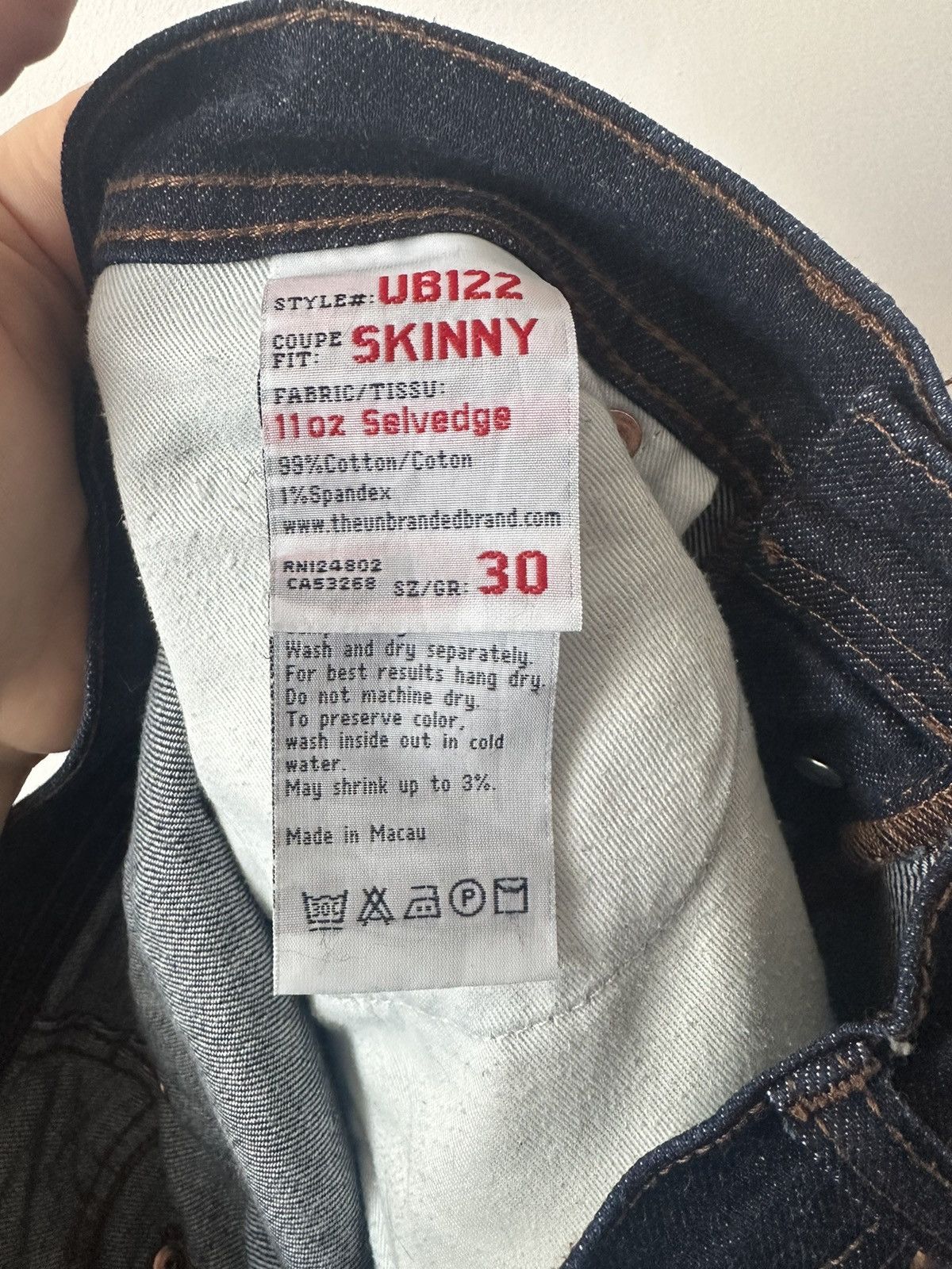 The Unbranded Brand The Unbranded Brand UB122 Skinny 11oz Stretch Selvedge Denim Size US 30 / EU 46 - 8 Thumbnail