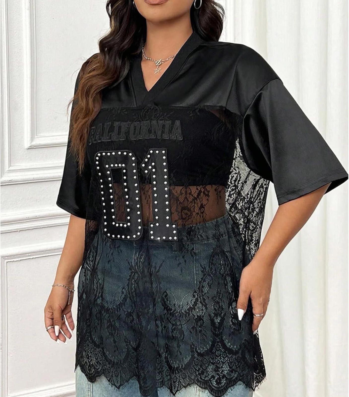 Other Authentic or California Edge Numbered Lace Sporty Jersey Top Size ONE SIZE - 10 Thumbnail