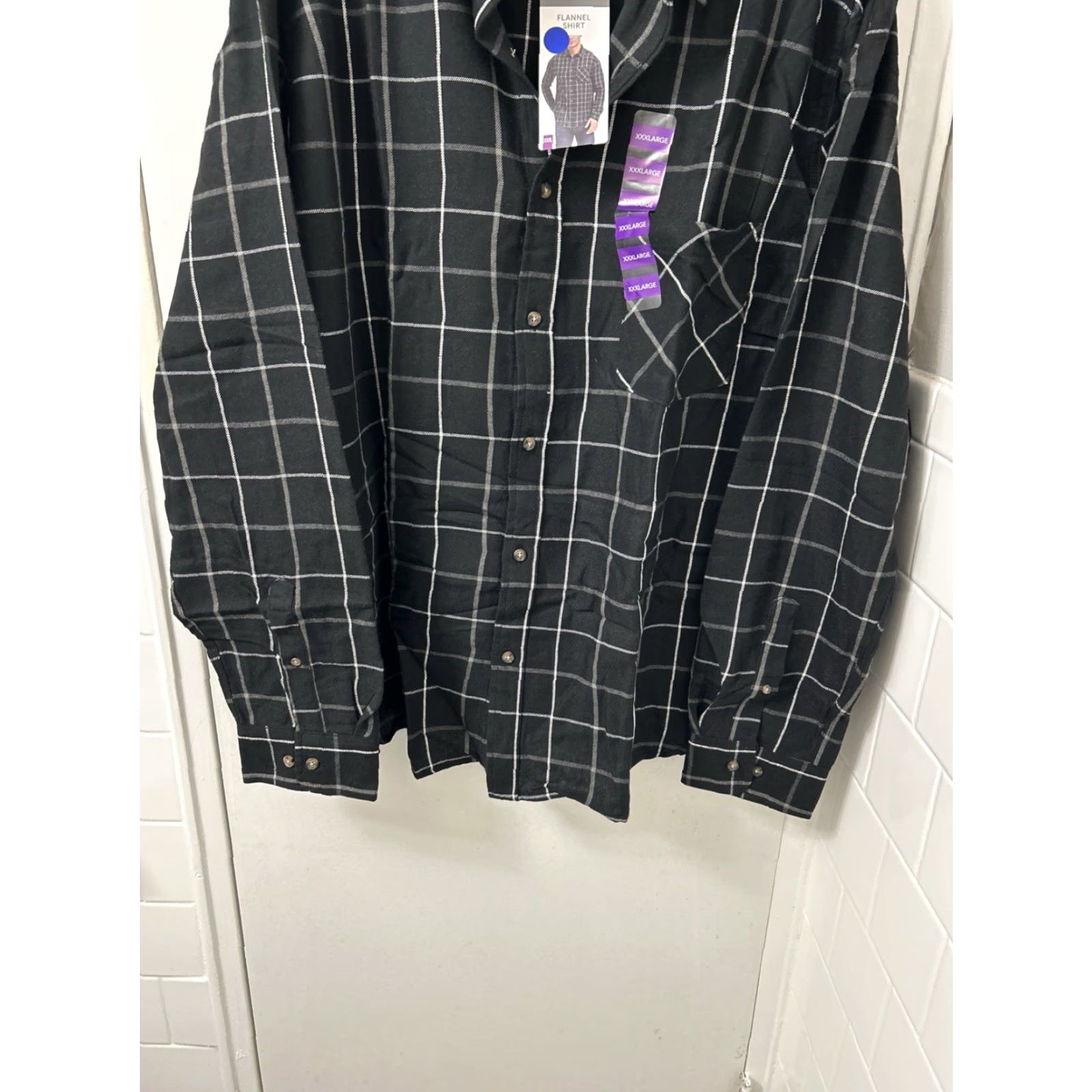 Vintage Berkley Jensen Flannel Shirt Mens 3XL Black Windowpane Plaid Button Down L/S NWT Size US XXL / EU 58 / 5 - 3 Thumbnail