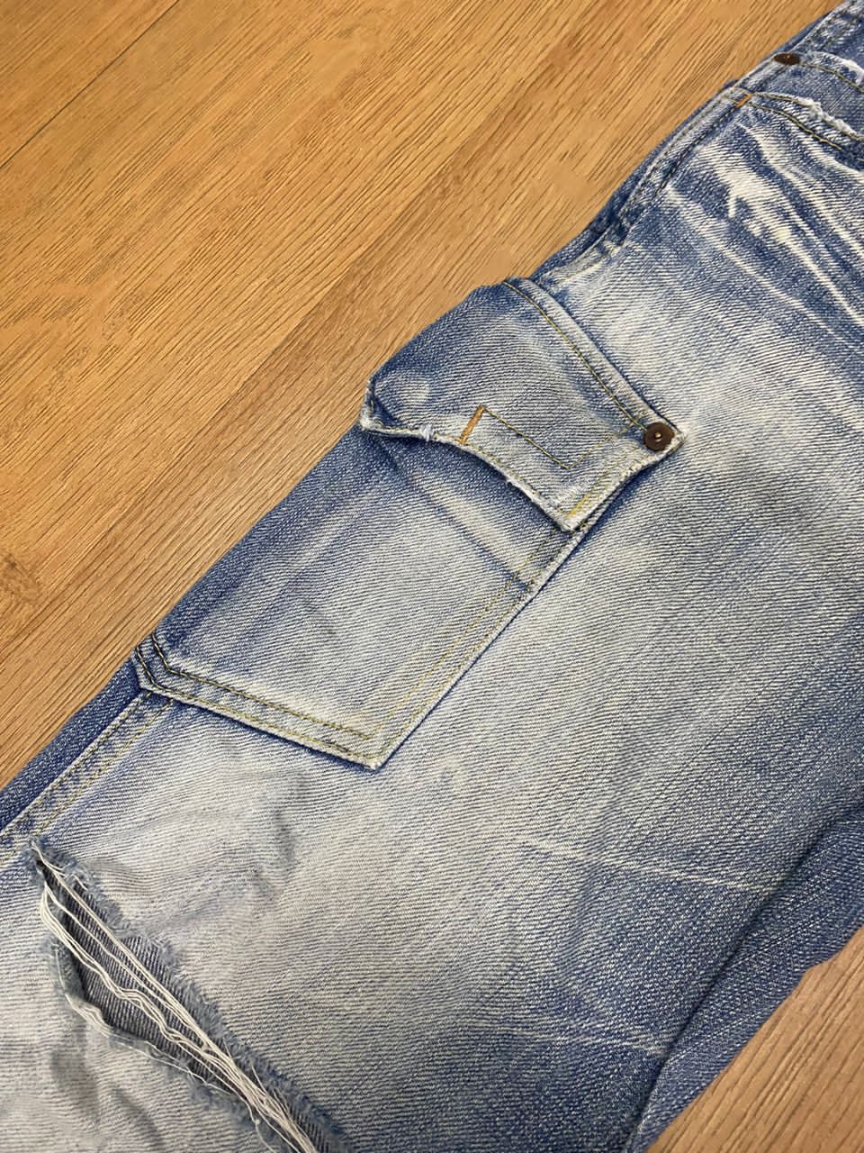 Japanese Brand 💥 Need Gone💥 Bartack Work Clothing Dept Distressed Jeans Size US 31 - 13 Thumbnail