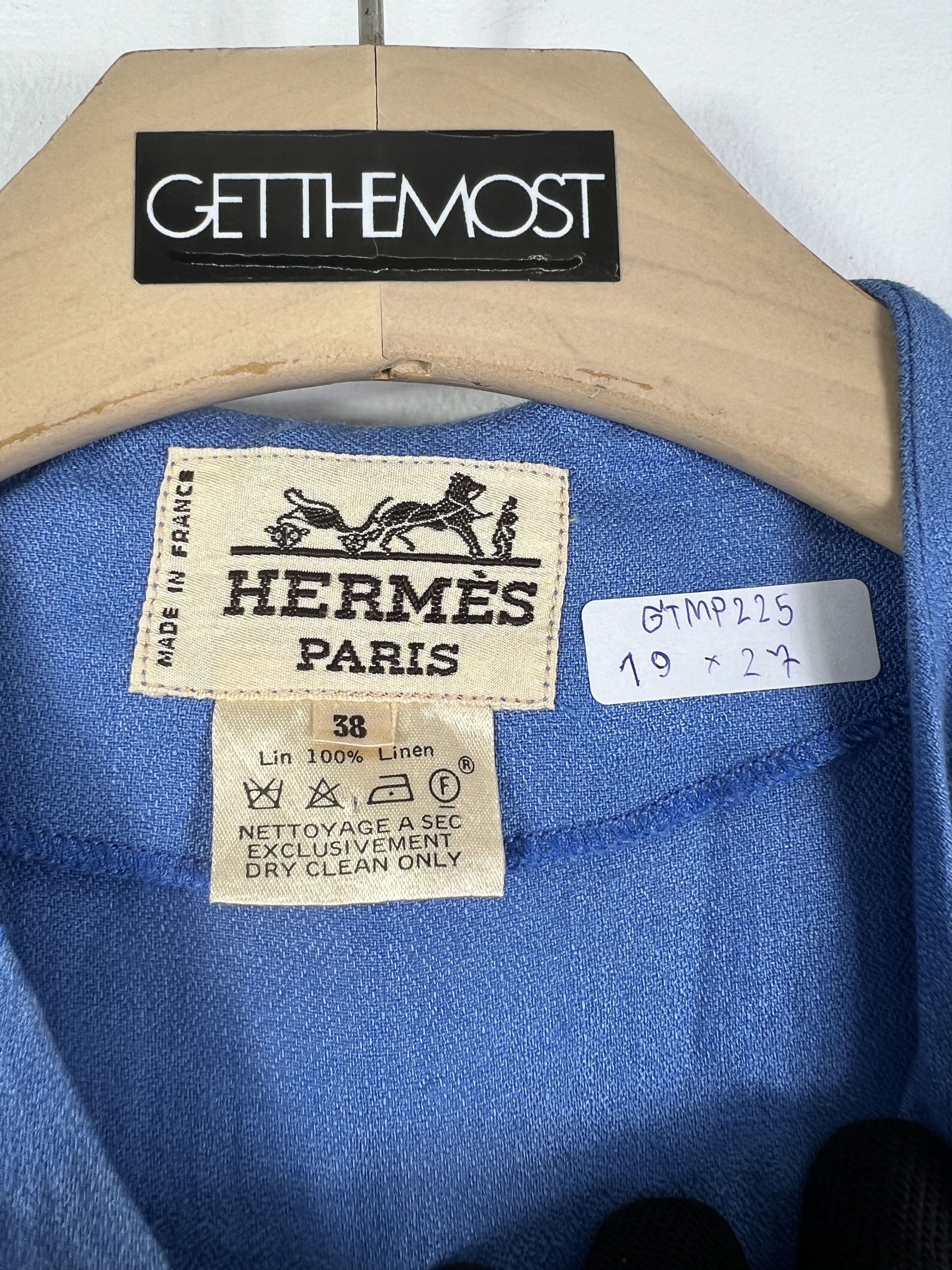 Hermes Vintage HERMÈS Tie-Neck Linen Shirt (38) GTMP225 Size S / US 4 / IT 40 - 2 Thumbnail