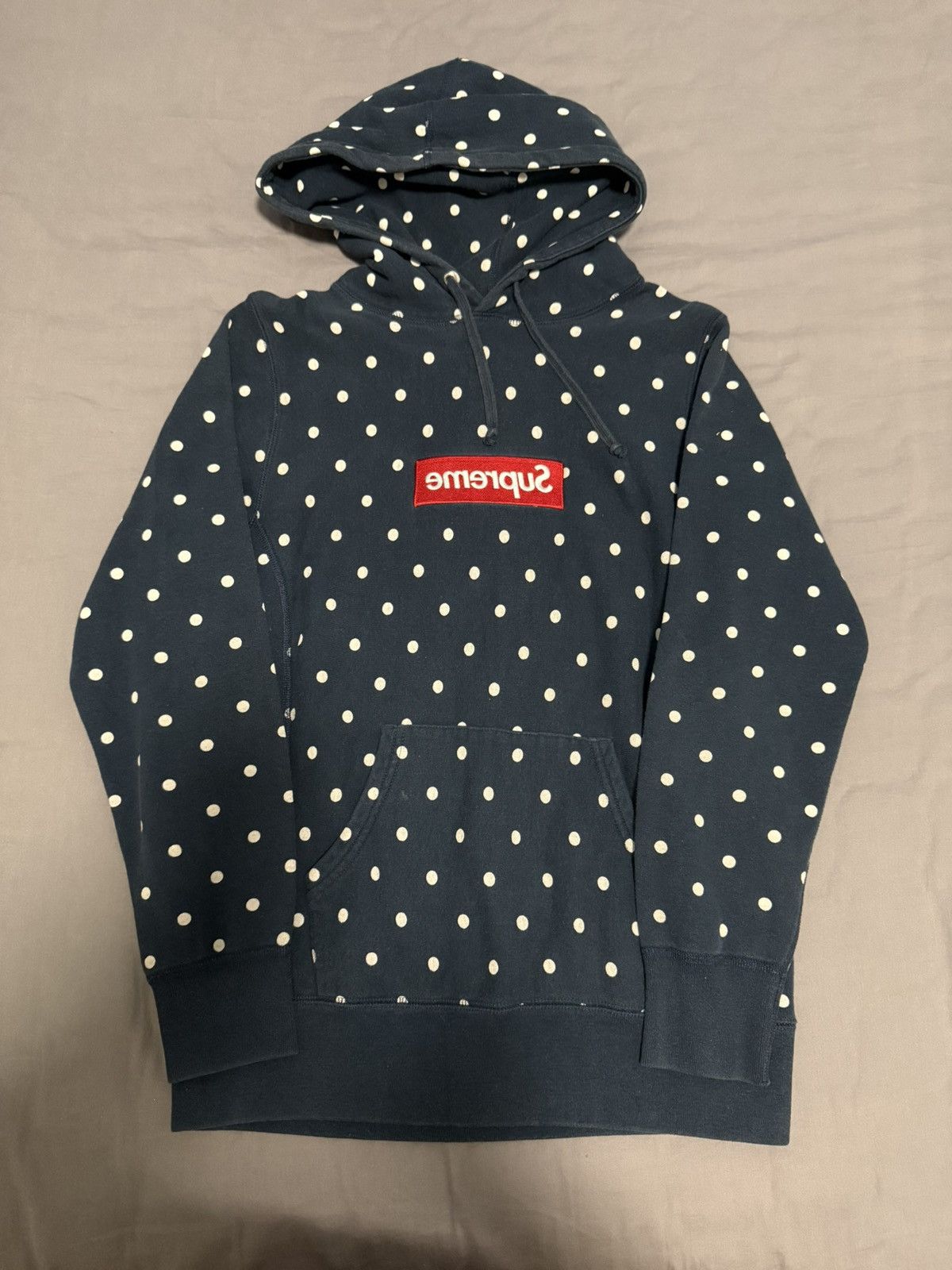Comme des Garcons Supreme cdg navy dot box logo hooded sweatshirt hoodie Size US S / EU 44-46 / 1 - 1 Thumbnail