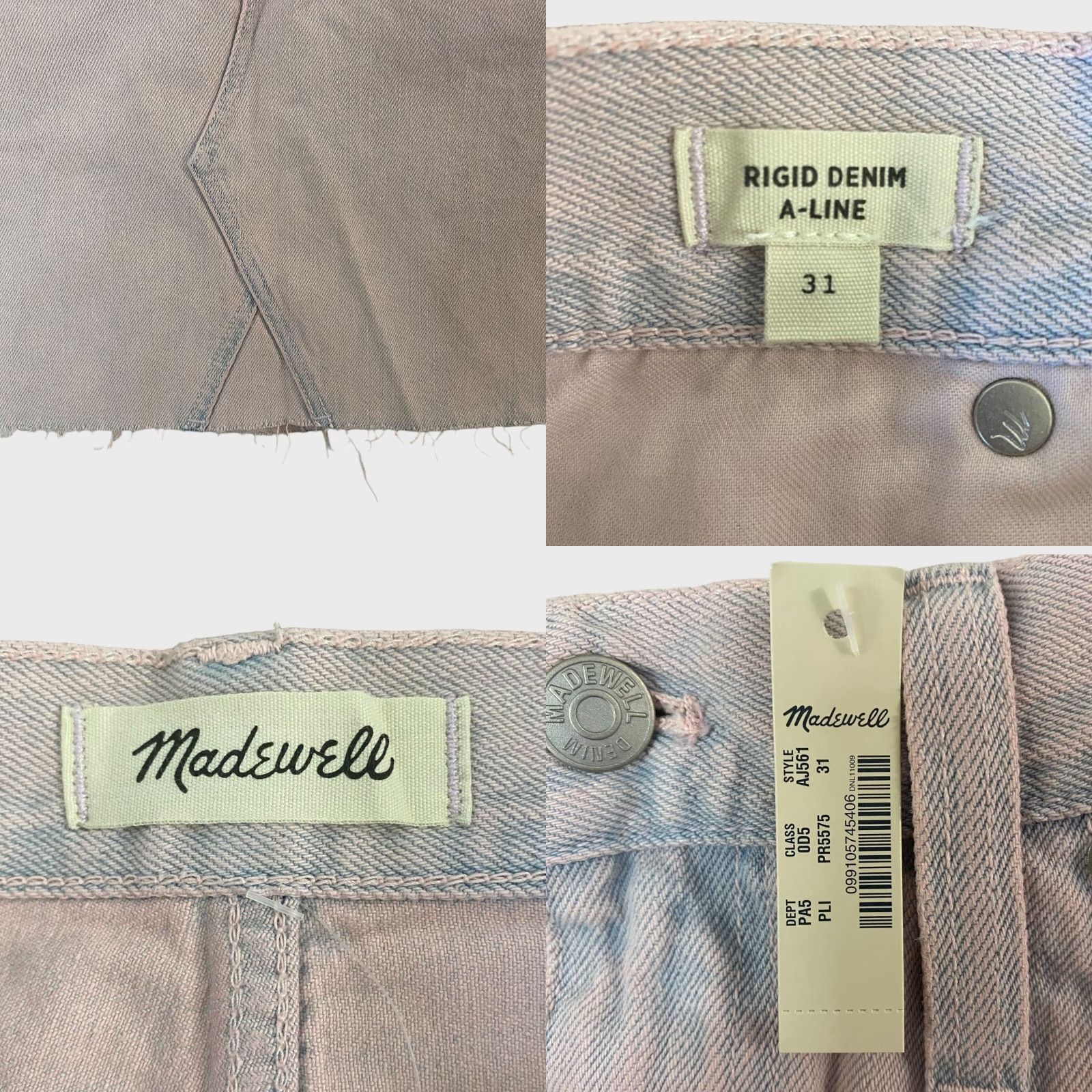 Madewell Madewell Rigid Denim A-Line Mini Skirt Size 31 Pink Raw Hem Overdyed Edition New Size 24" / US 00 / IT 34 - 8 Thumbnail