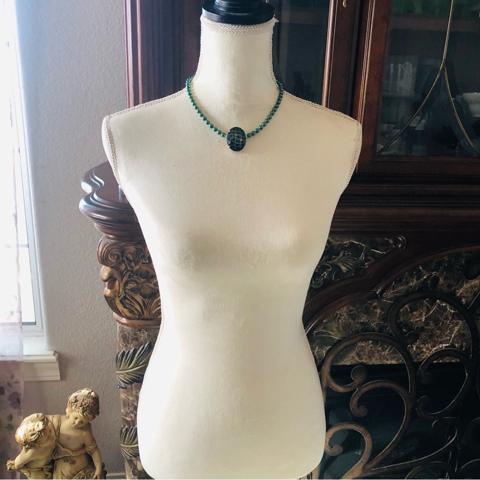 Handmade Handcrafted repurpose animal print stone Pearl necklace Size ONE SIZE - 7 Thumbnail