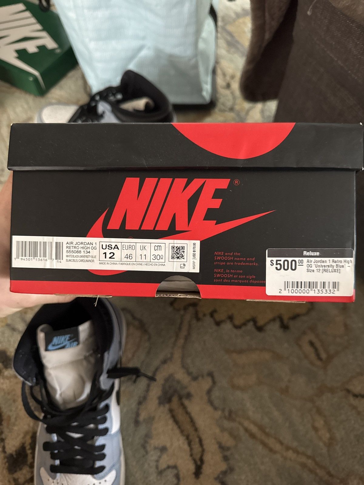 Jordan Brand UNC Nike Jordan 1 Size US 12 / EU 45 - 6 Thumbnail