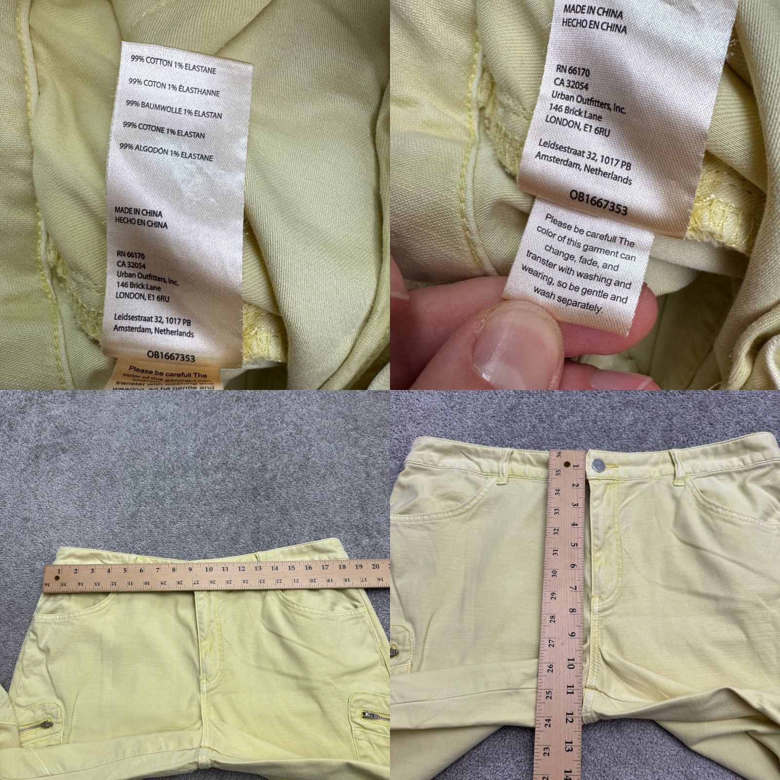 Vintage Pilcro Pants Cargo Utility Women 32T Tall Yellow Cotton Spandex Straight Pockets Breathable Casual Vintage: No Size 24" / US 00 / IT 34 - 9 Thumbnail