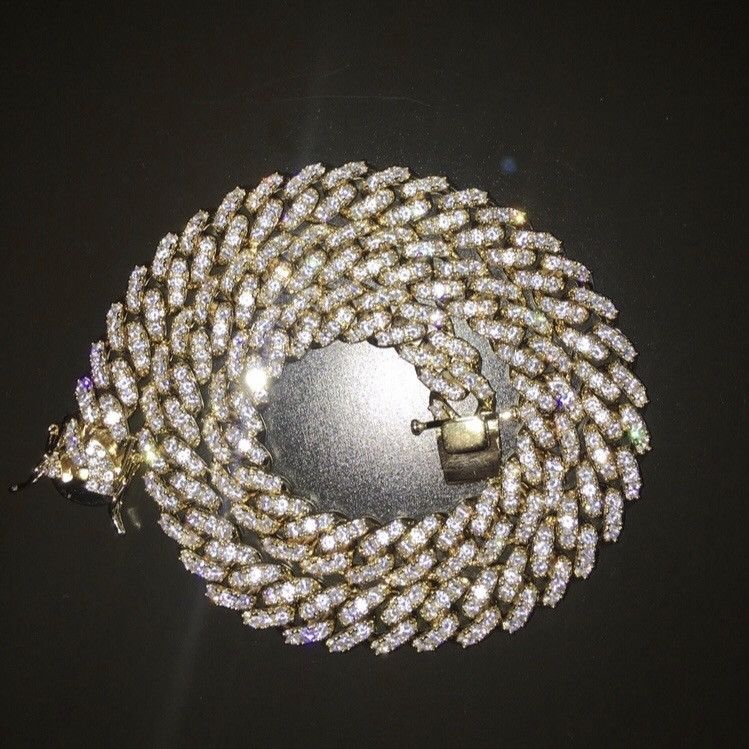 Jewelry Gold Chain Diamond Miami Cuban Link 22in 12mm Necklace Size ONE SIZE - 3 Thumbnail