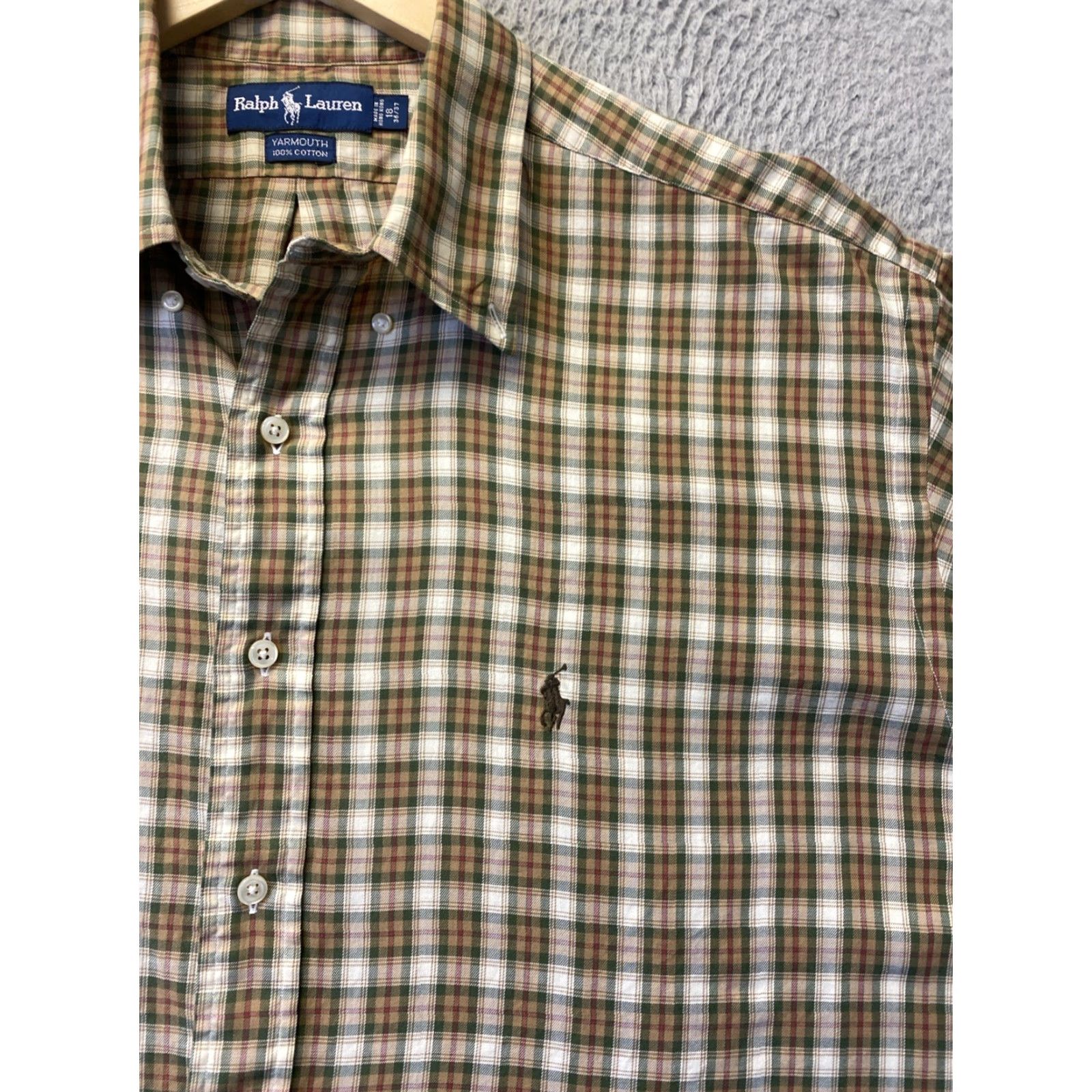 Polo Ralph Lauren POLO RALPH LAUREN Shirt Mens Classic Button-Down Long Sleeve Plaid Multicolor Light 18 36/37 Slimming Casual All Seasons Polo Pony Logo Button-Up Size US XXL / EU 58 / 5 - 2 Thumbnail
