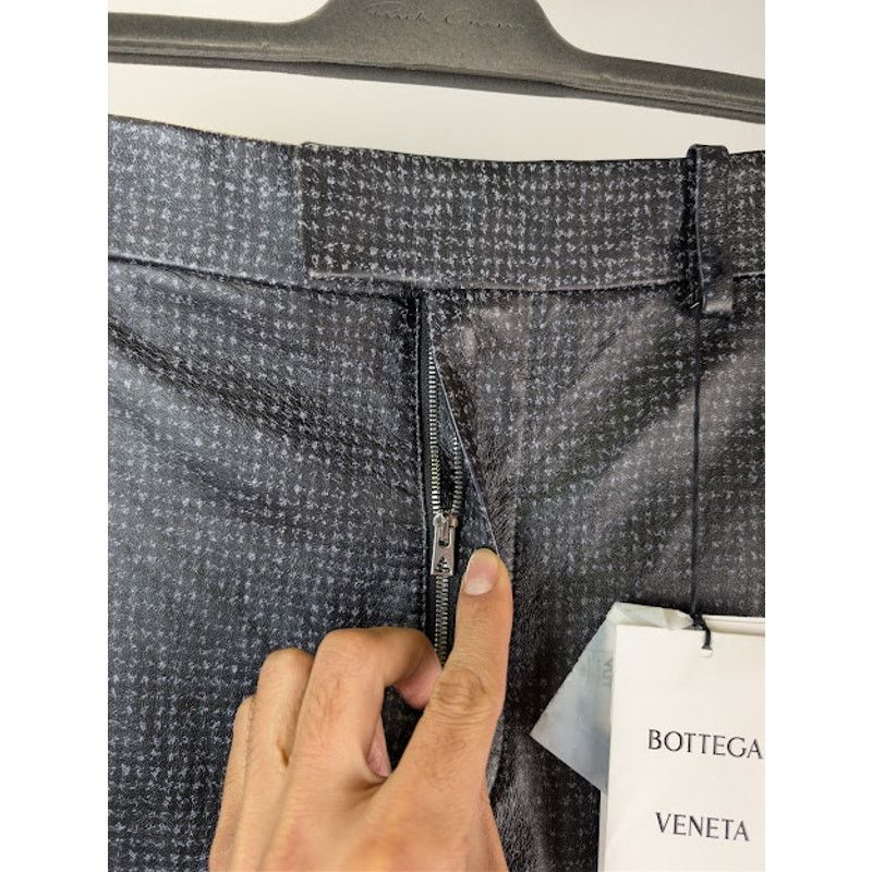 Bottega Veneta o1rshd1 Paddington Printed Leather Trousers Pant Black/ Grey Size US 34 / EU 50 - 7 Thumbnail