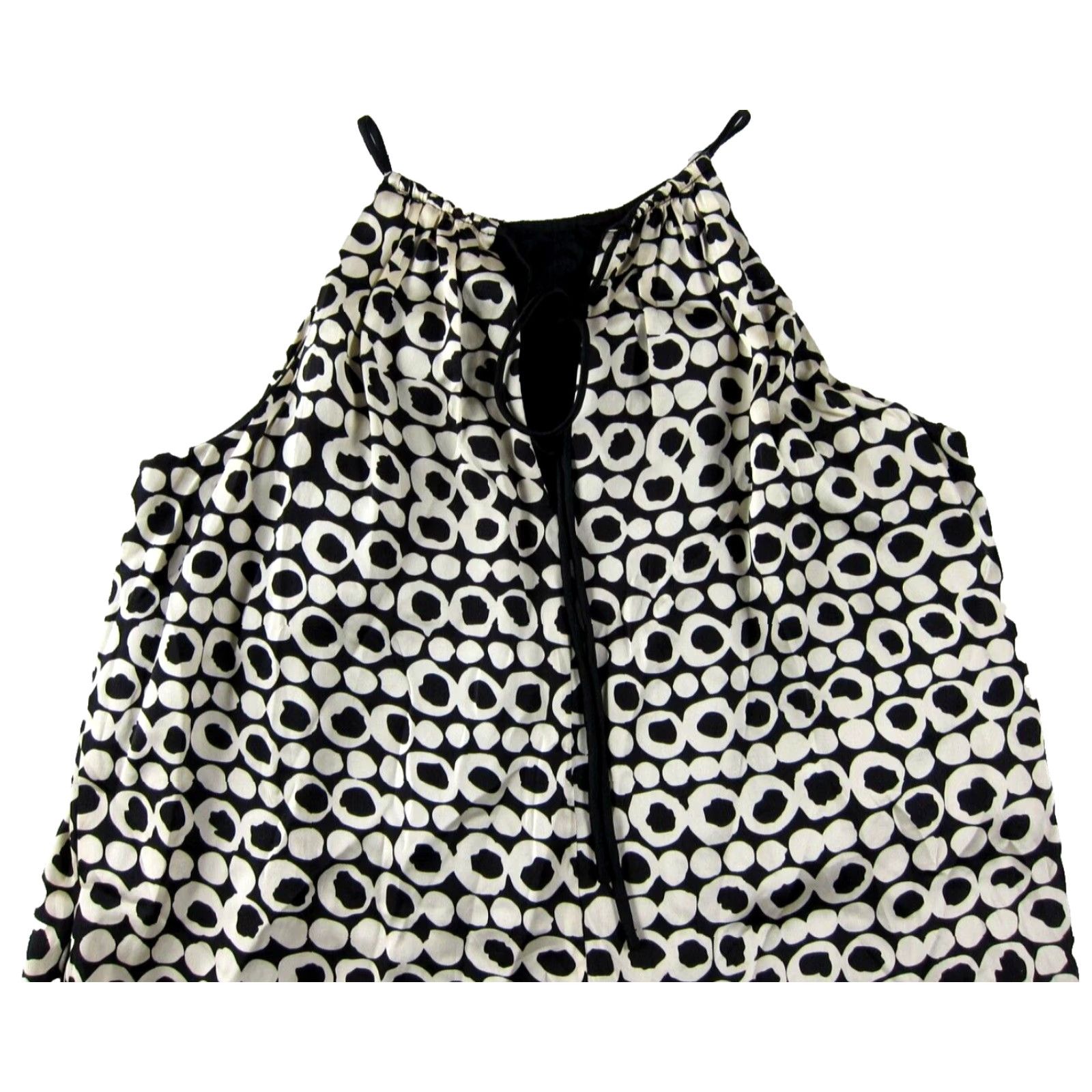 MAGGY LONDON Maggy London 100% Silk Black Ivory Polka Dot Shift Tank Tunic Dress 4P Size S / US 4 / IT 40 - 5 Thumbnail