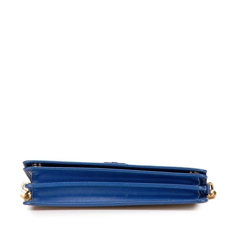 Prada Prada Chain Saffiano Leather Shoulder Bag Blue Size ONE SIZE - 9 Thumbnail