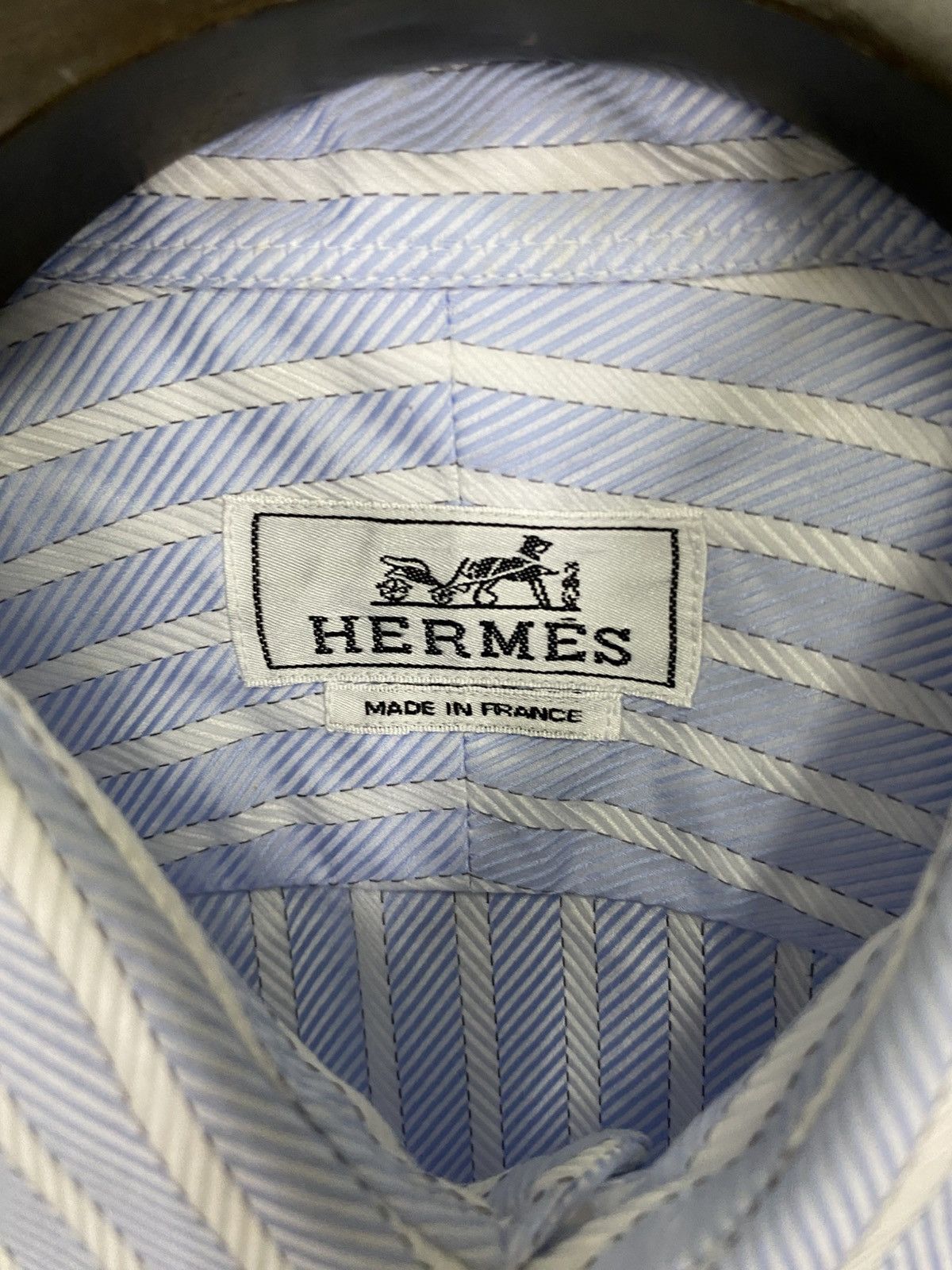 Hermes Vintage 90s hermes martin margiela era shirt button striped Size US L / EU 52-54 / 3 - 8 Thumbnail