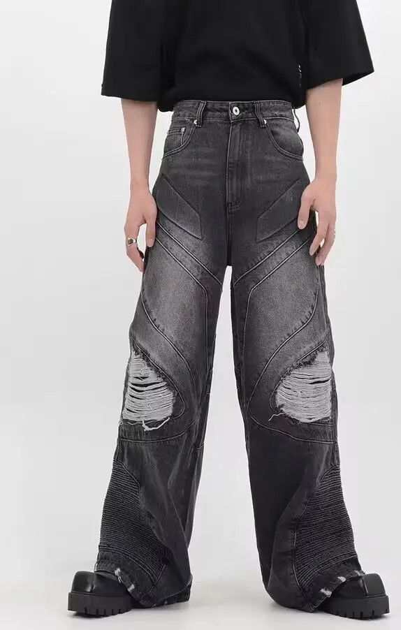 VIBE Retro punk heavy-duty washed distressed ripped jeans Size US 32 / EU 48 - 2 Thumbnail