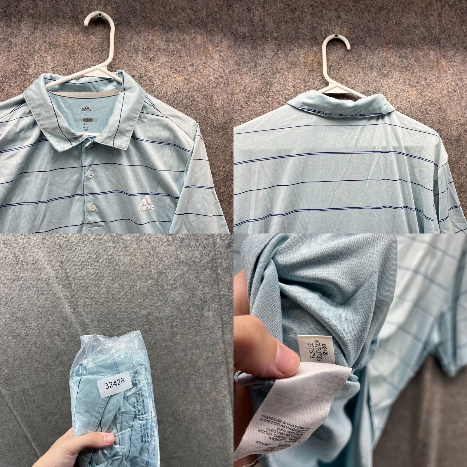 Adidas Adidas Polo Shirt Mens Large Blue Stripes Preppy 365 Performance Golf Climalite Shirt Size US L / EU 52-54 / 3 - 8 Thumbnail