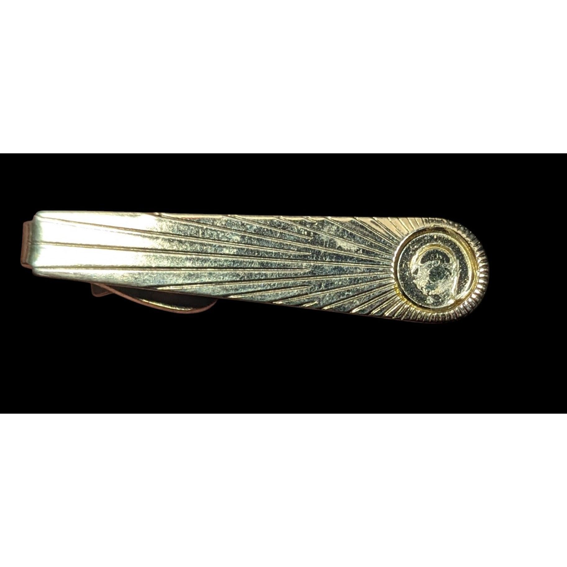Other Vintage Sun Burst Engraved Gold Tone Tie Clip (Missing Stone Size ONE SIZE - 1 Thumbnail
