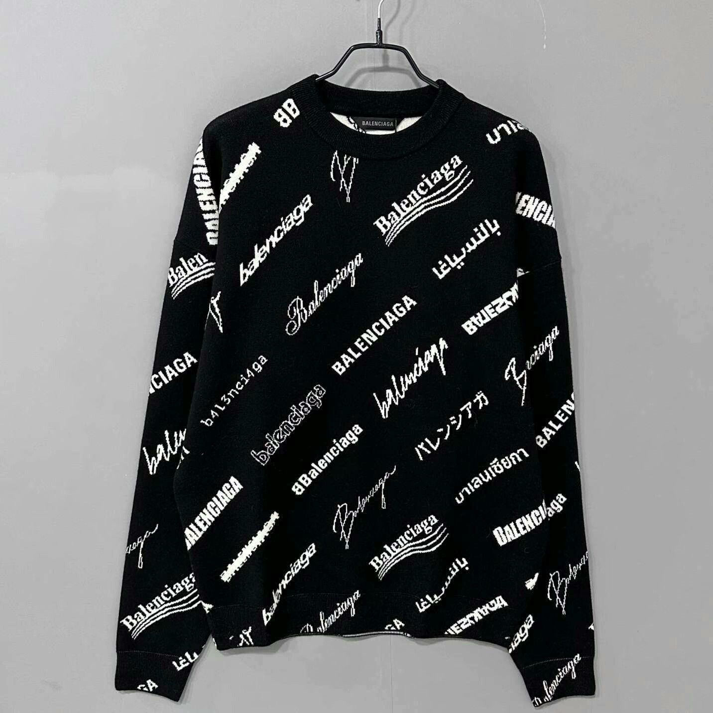 Balenciaga balenciaga black knit sweater with logo print Size US XS / EU 42 / 0 - 1 Thumbnail