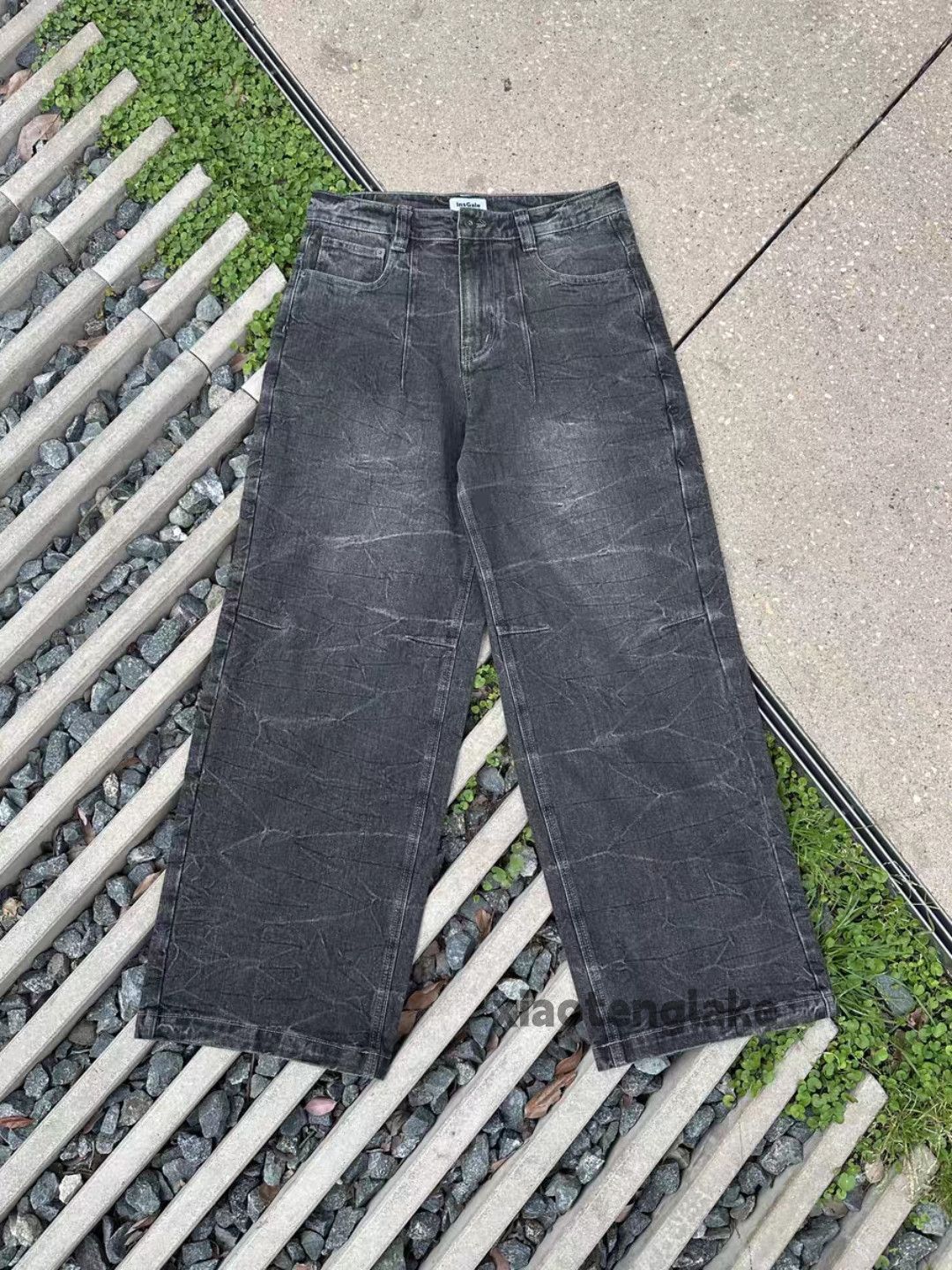 Jean Unisex washed faded loose baggy skate hiphop pants Size US 32 / EU 48 - 1 Thumbnail