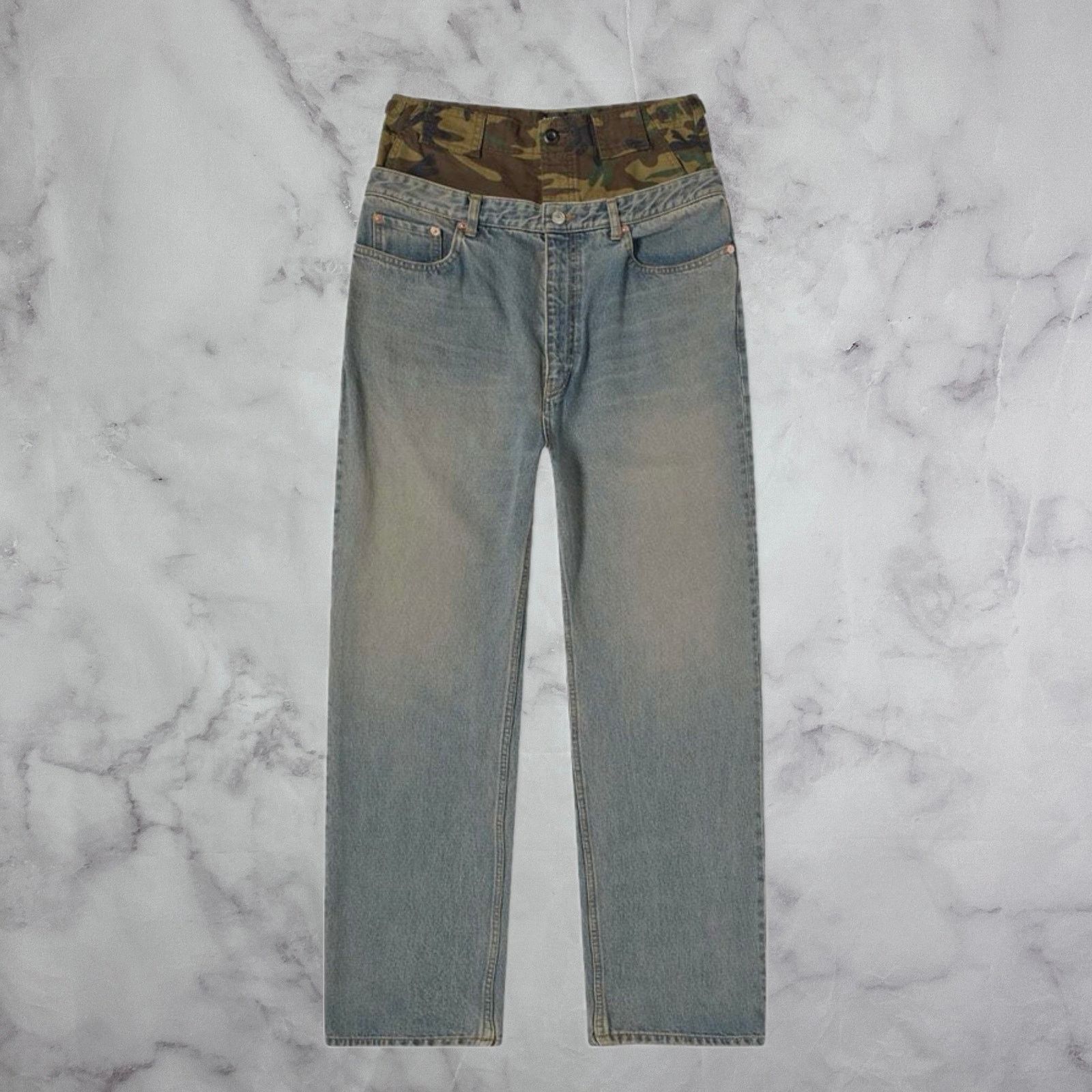 Balenciaga Camo Double Waisted Denim Jeans | Grailed