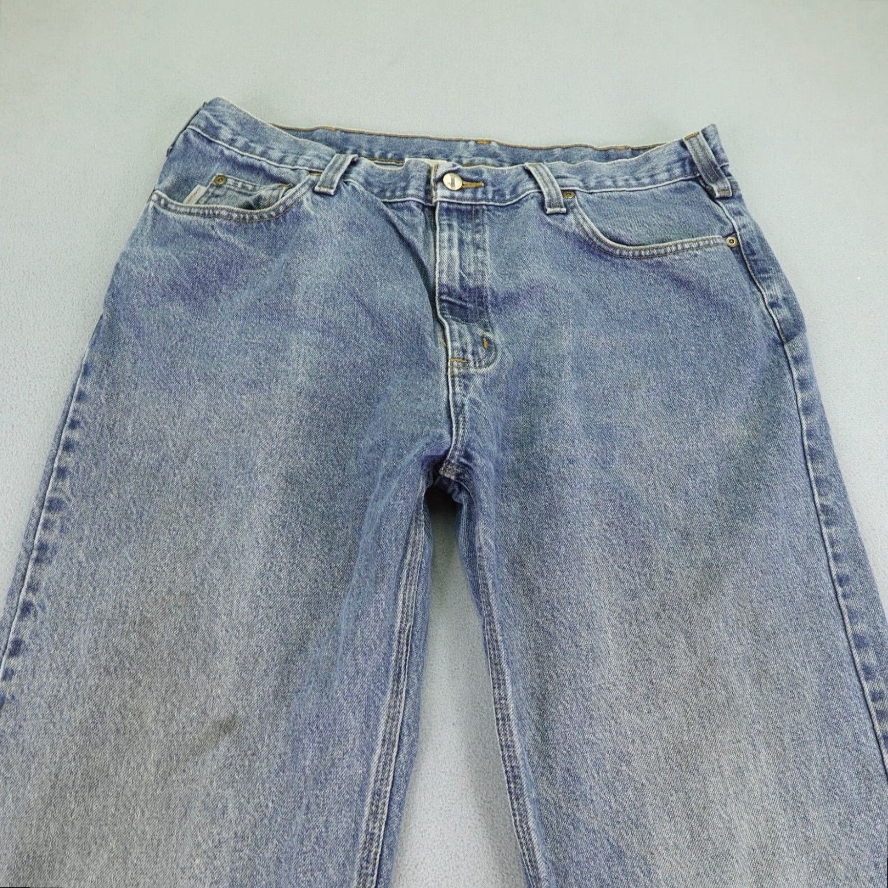 Carhartt VINTAGE Carhartt Jeans Mens 40x32 Blue Denim Relaxed Fit Straight Leg Utility Workwear Size US 38 / EU 54 - 2 Thumbnail