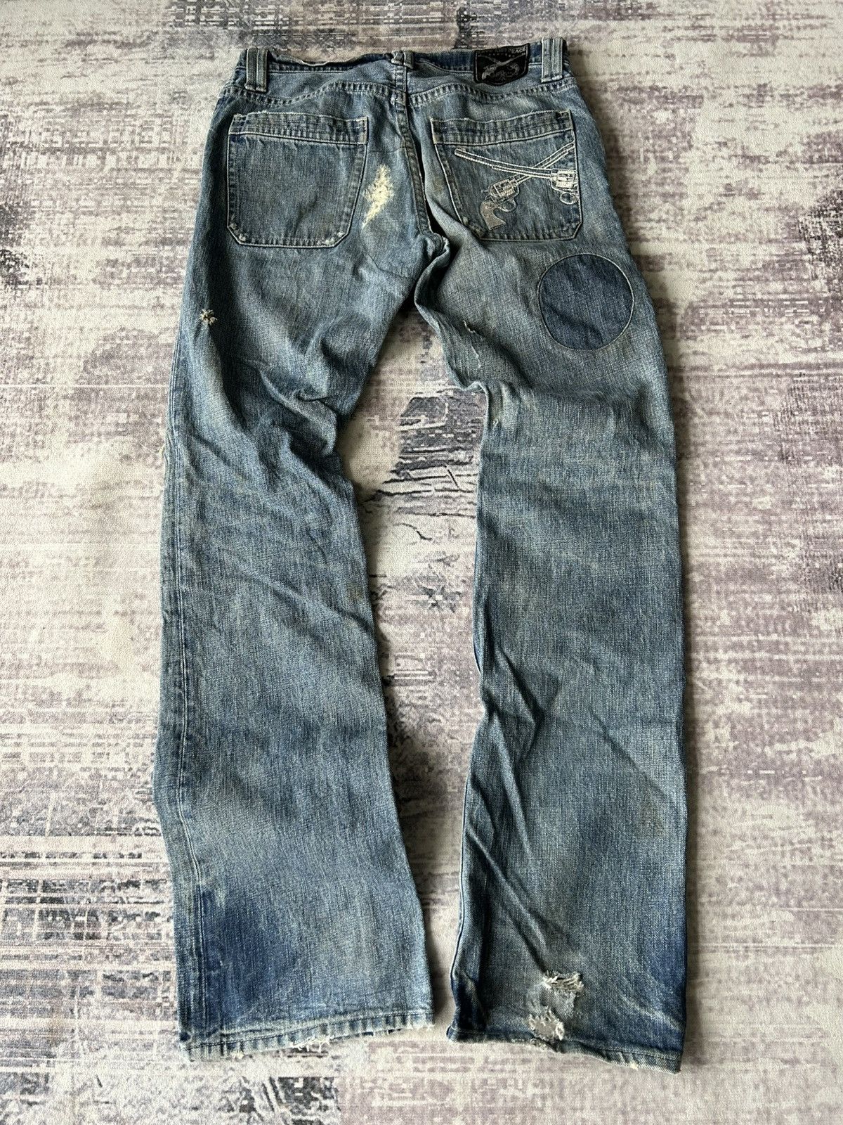 If Six Was Nine Roar Double Guns Distressed Jeans Size US 31 - 1 Thumbnail