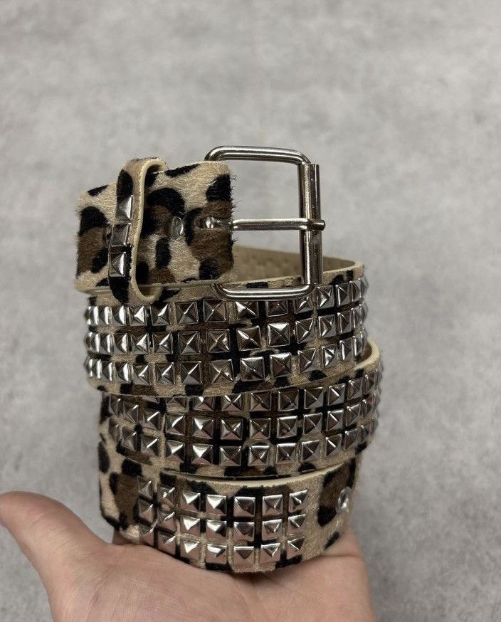 Other Y2k grunge skate cheetah leopard print studded belt Size 34 - 2 Thumbnail