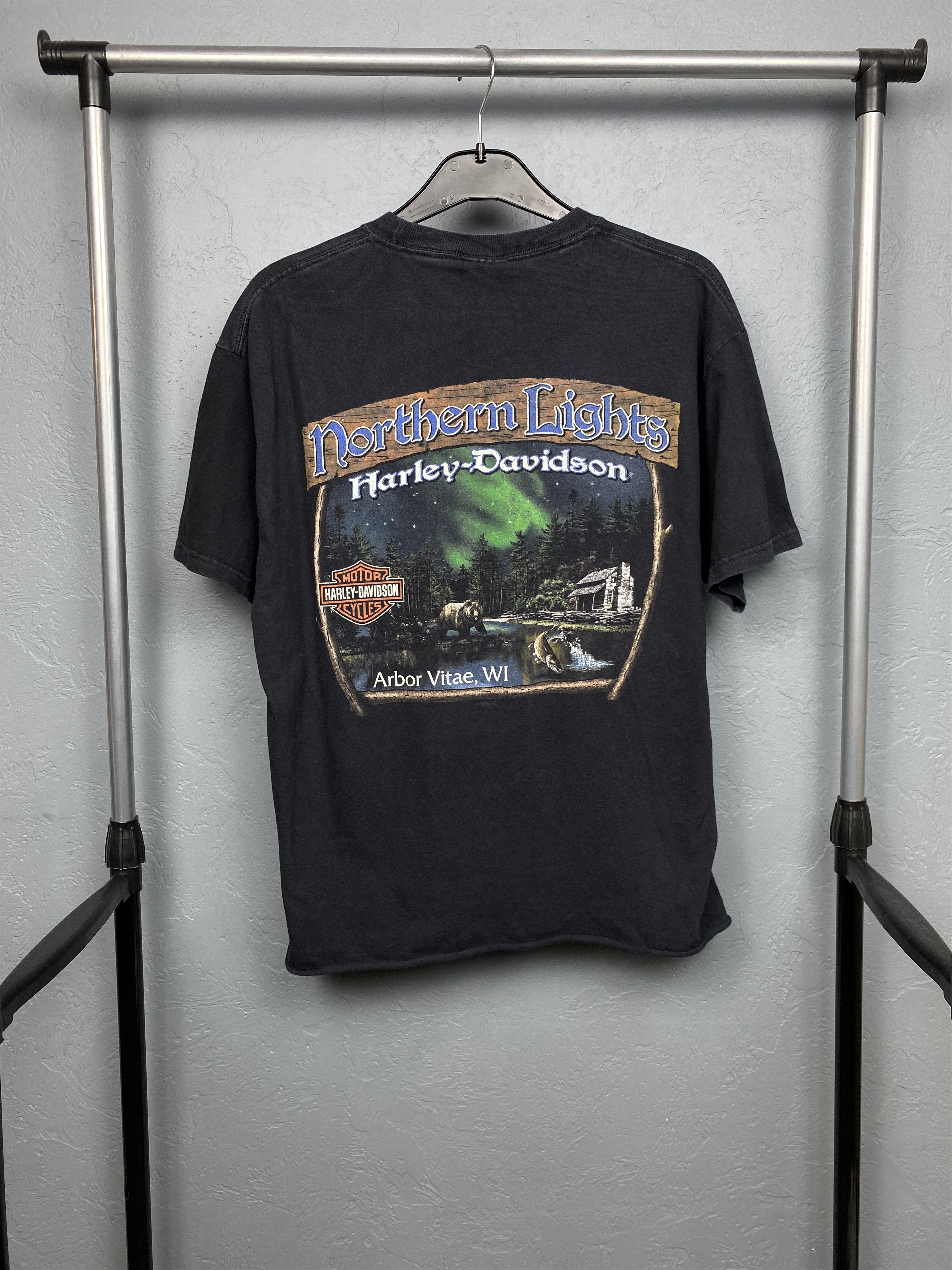 Harley Davidson × Vintage Harley Davidson 2010 Vintage Northern Lights Mens T-Shirt Size US L / EU 52-54 / 3 - 1 Thumbnail