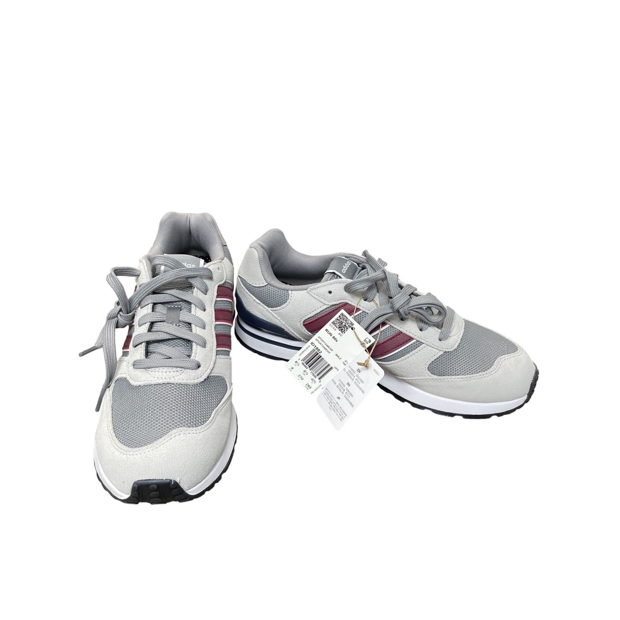 Adidas Adidas Run 80s Mens gray burgandy running Sneakers shoes Siz Size US 9 / EU 42 - 1 Thumbnail