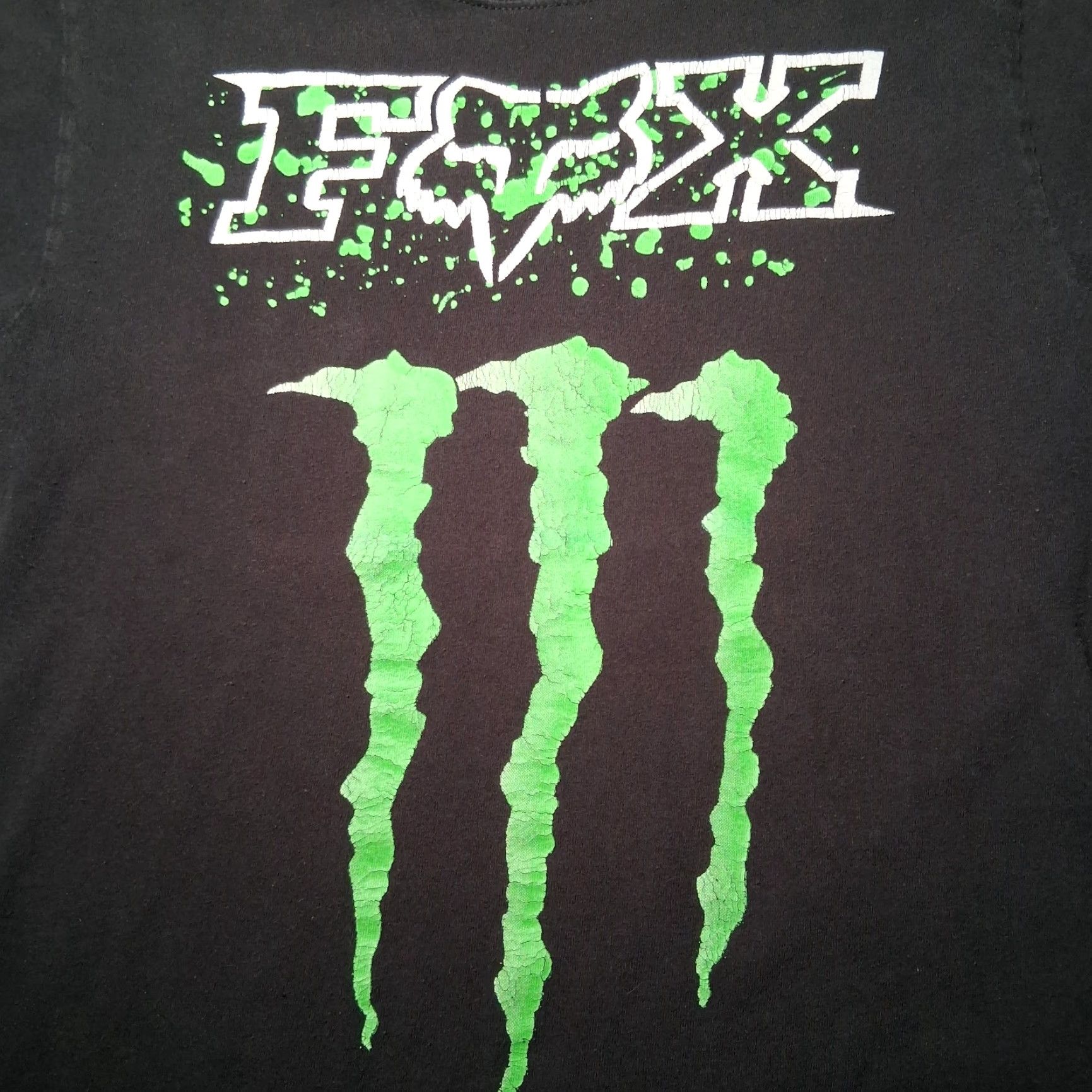 Fox Racing Fox Monster Energy Shirt Men S Black Cotton Knit Crew Neck Short Sleeve Distressed Graphic Moto Race Motocross Collaboration Size US S / EU 44-46 / 1 - 2 Thumbnail