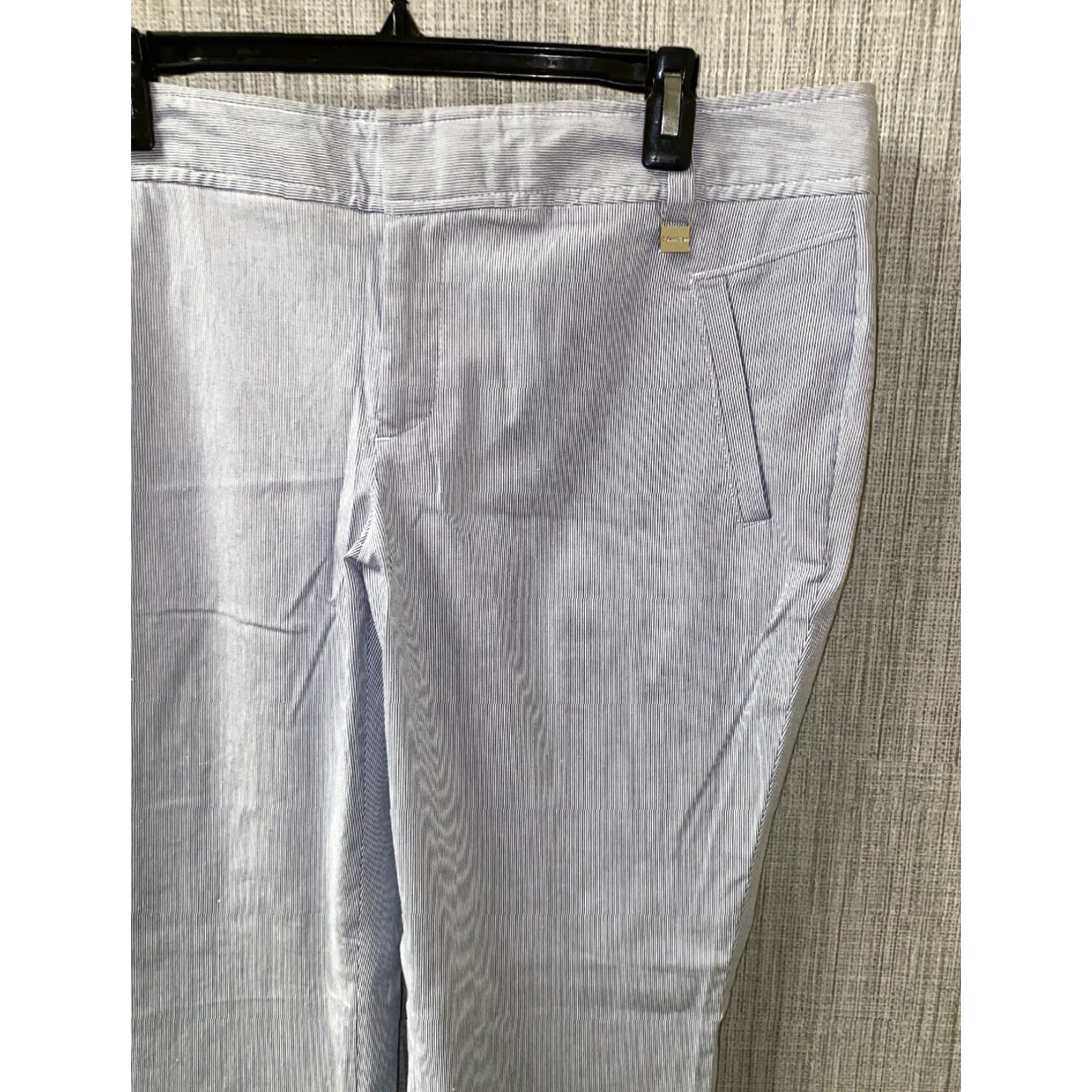 Calvin Klein Calvin Klein Womens Favorite Fit Pinstriped Blure/White Pants Size 14 X 30 NEW Size 36" / US 14 / IT 50 - 2 Thumbnail