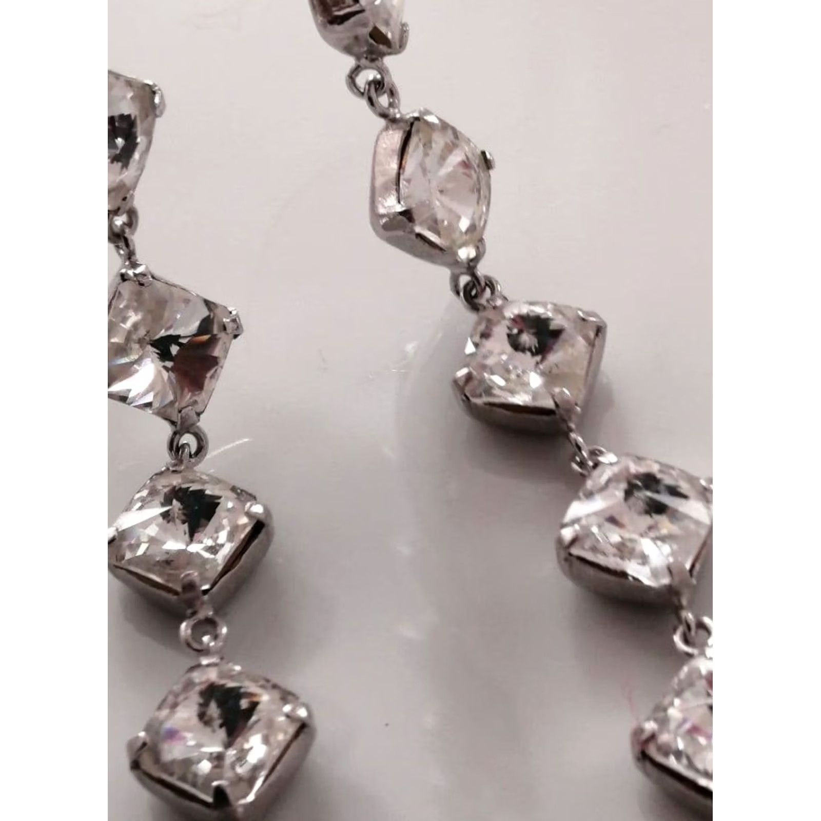 Thierry Mugler VINTAGE Thierry Mugler Modern Womens 40cm Silver Necklace Crystal Diamond Cut Design Used From Size ONE SIZE - 7 Thumbnail