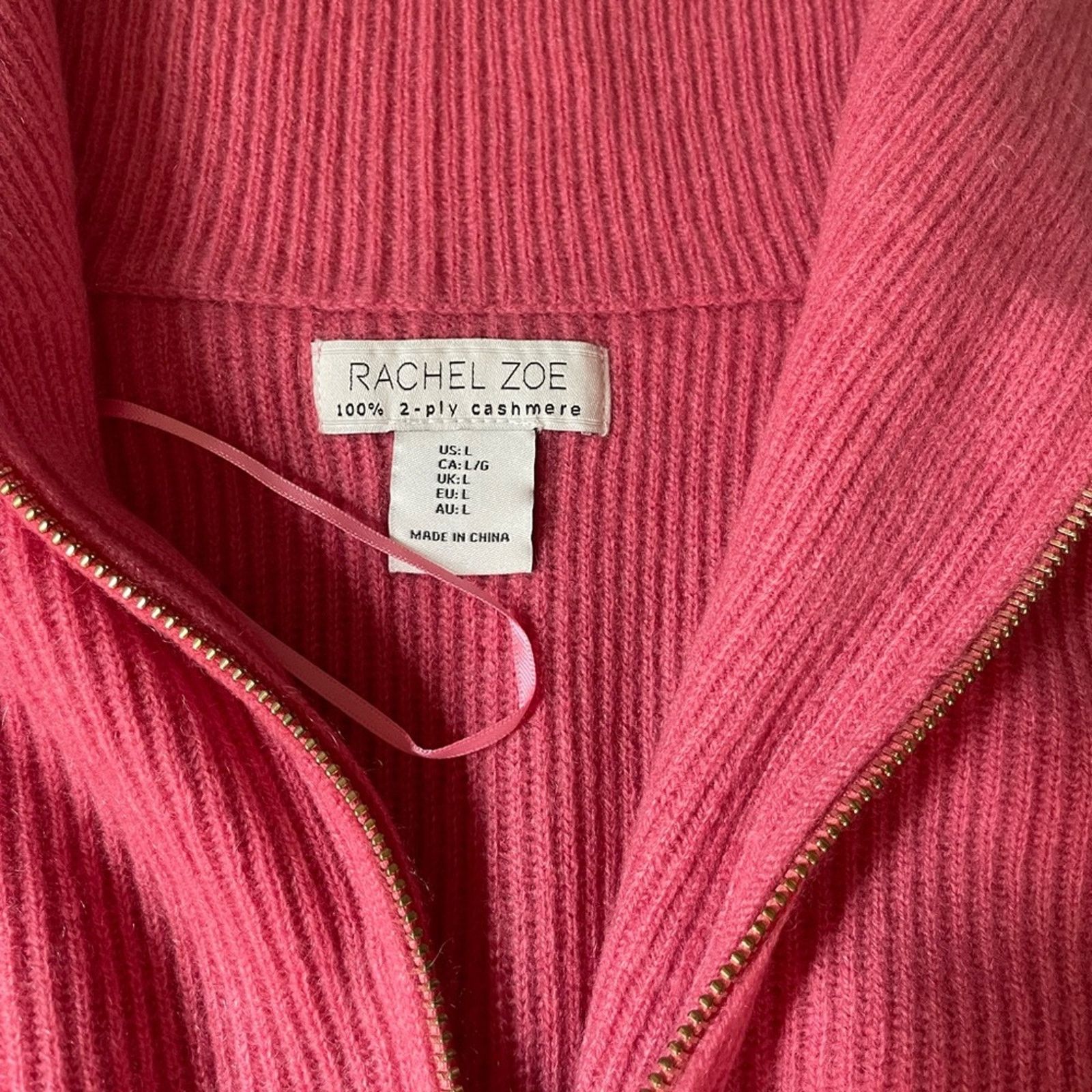 Rachel Zoe Ribbed 2-Ply Cashmere Sweater - Zip Neck from Rachel Zoe Size L / US 10 / IT 46 - 5 Thumbnail