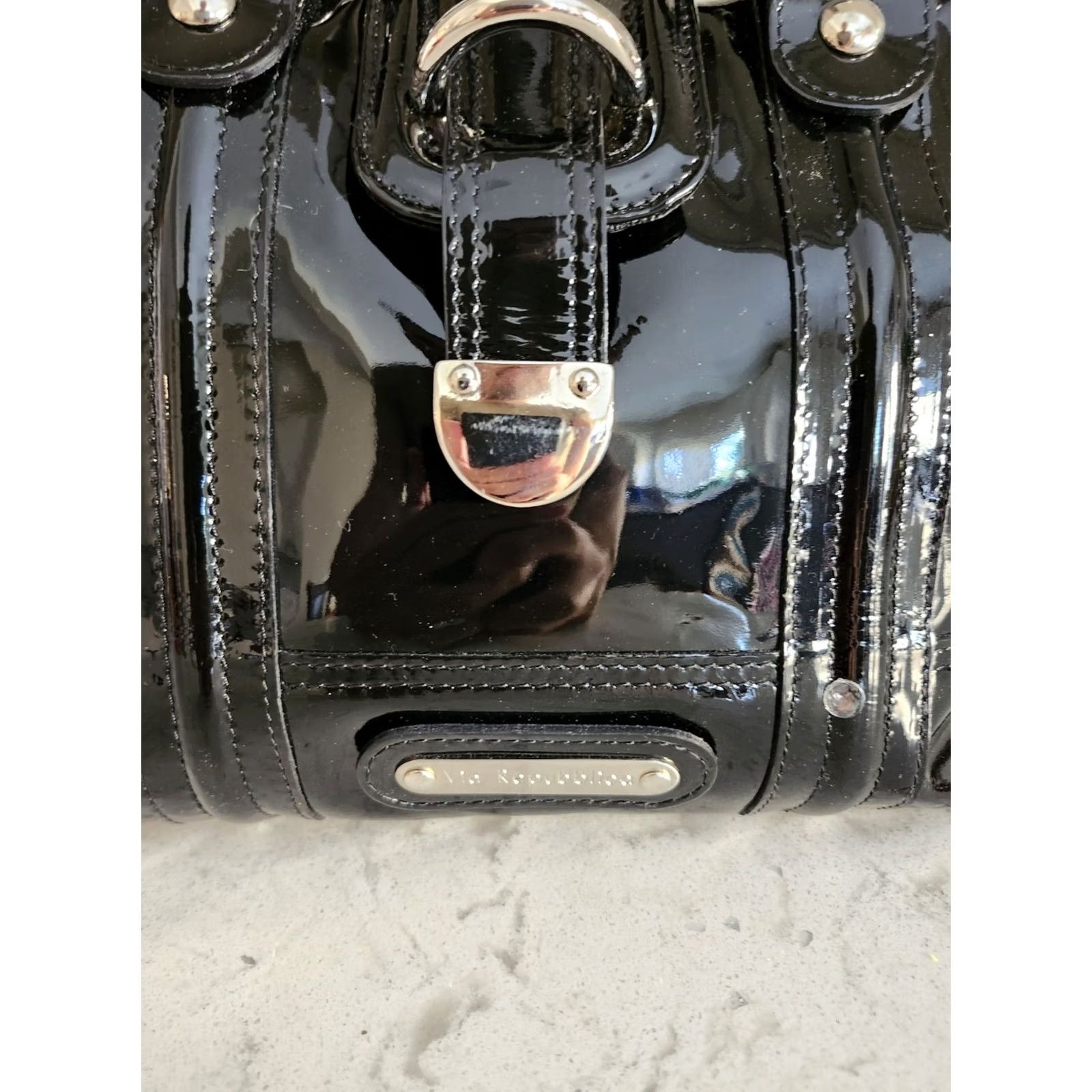 Vintage VIA REPUBBLICA Women's Black Hand Bag Shoulder Bag Medium Black Zip Closure Fashion Handbag Italy Women Contemporary Size ONE SIZE - 5 Thumbnail