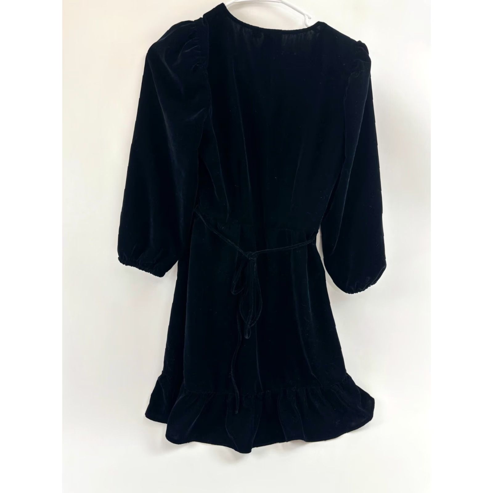 Gap VINTAGE Gap Wrap Dress Womens XS Black Velvet Midi V-Neck Balloon Sleeve Ruffle Party 90s Womens Size XS / US 0-2 / IT 36-38 - 2 Thumbnail