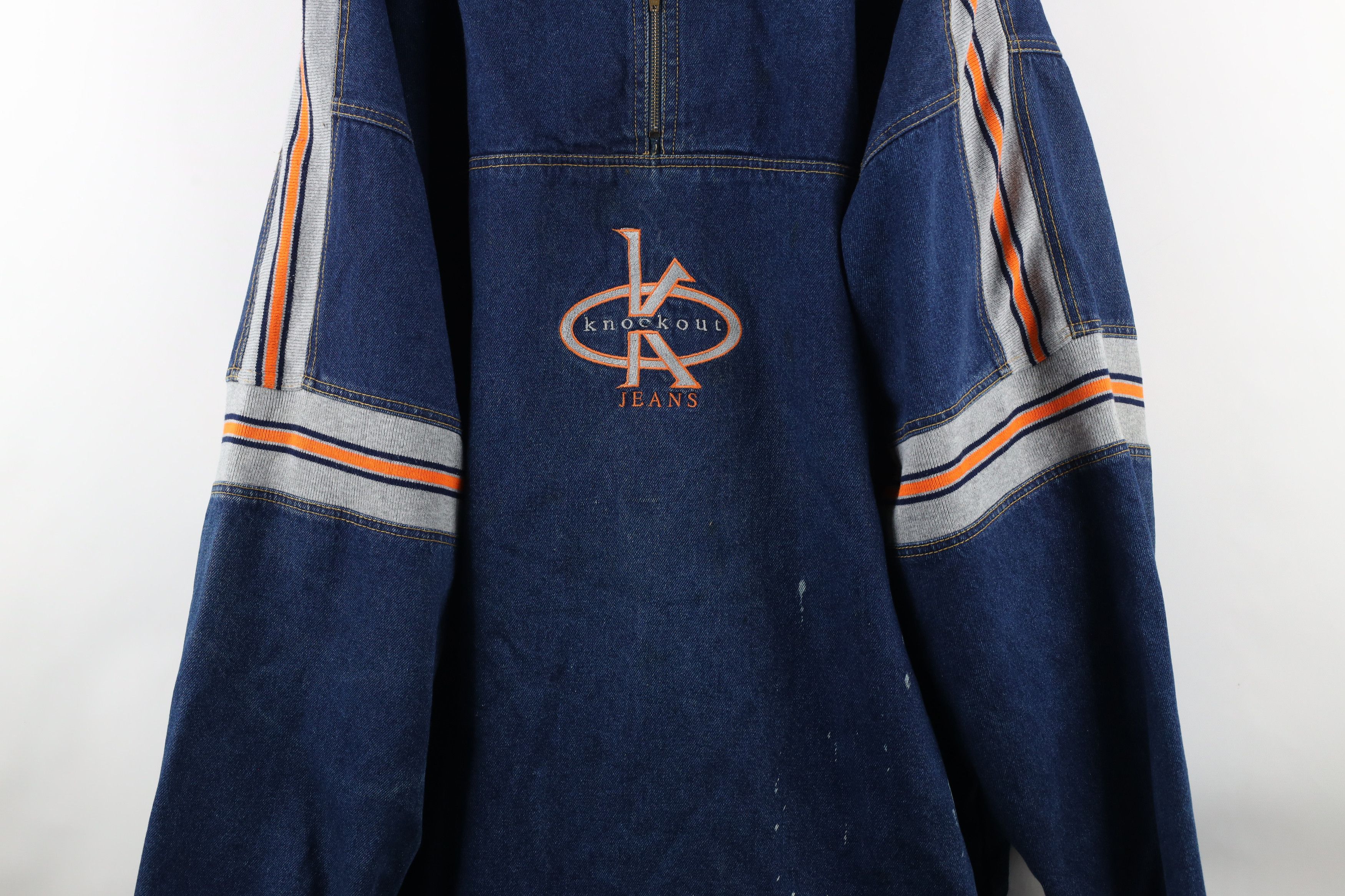 Vintage Vintage 90s Streetwear Half Zip Pullover Denim Jacket USA Size US XXL / EU 58 / 5 - 3 Thumbnail