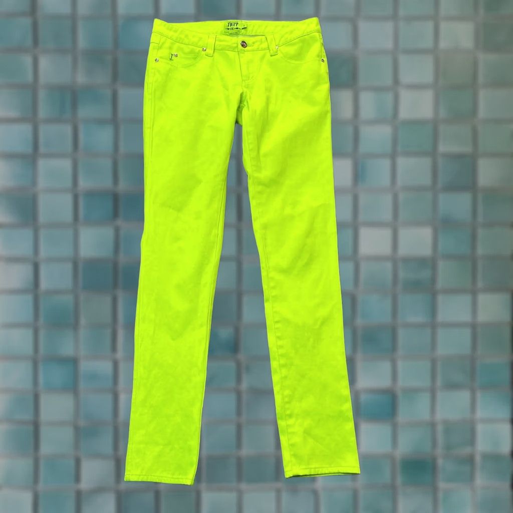 Tripp NYC TRIPP NYC Jeans Womens 3 Green Lime Daang Goodman Skinny Denim Stretch Y2K Regular 5-Pocket Design Inseam 31 Size 30" / US 8 / IT 44 - 1 Thumbnail