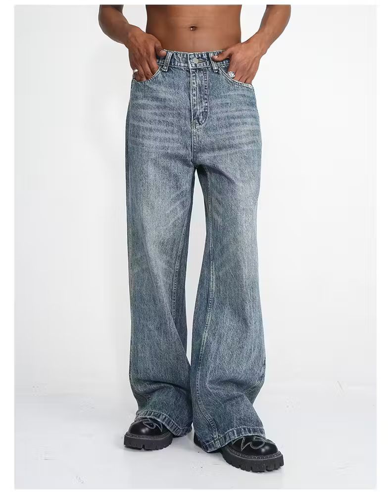 image of Vintage Y2K Faded Washed Flared Jeans in Blue Fade, Men's (Size 30)