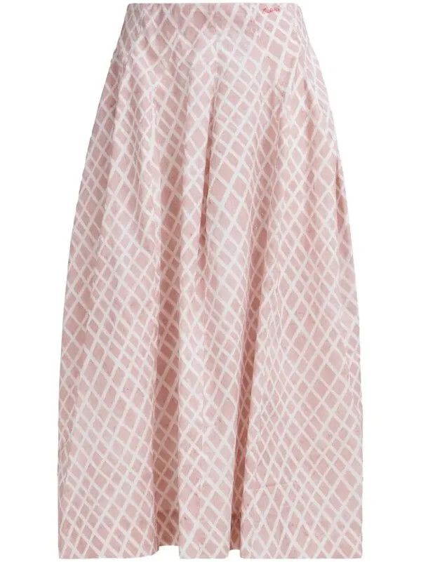 o1w1db11125 Abstract-Print Cotton Skirt in Pink